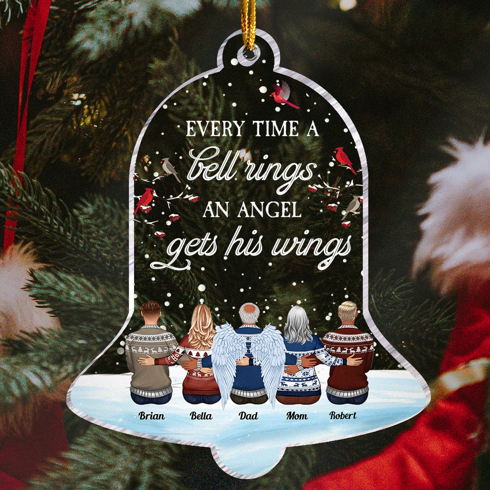 Every Time A Bell Rings - Personalized Bell Shaped Acrylic Ornament - Image 3