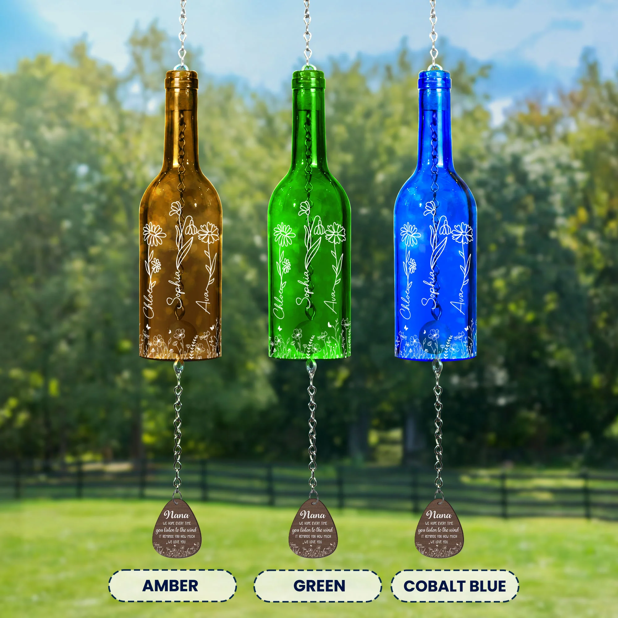 Every Time You Listen To The Wind - We Love You - Personalized Wine Bottle Wind Chime - Image 3