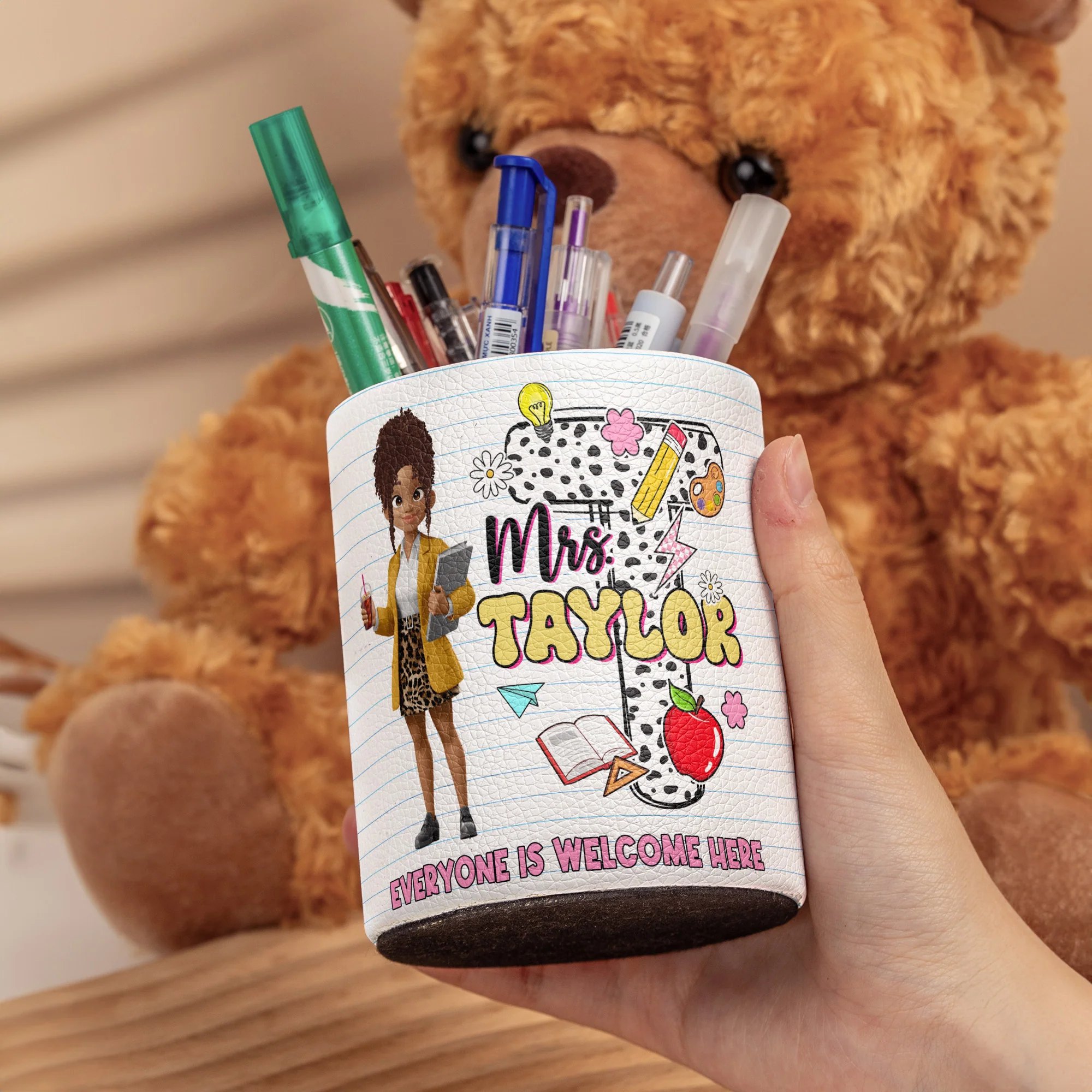Everyone Is Welcome Here - Teacher Back To School Welcome - Personalized Pen Holder - Image 2