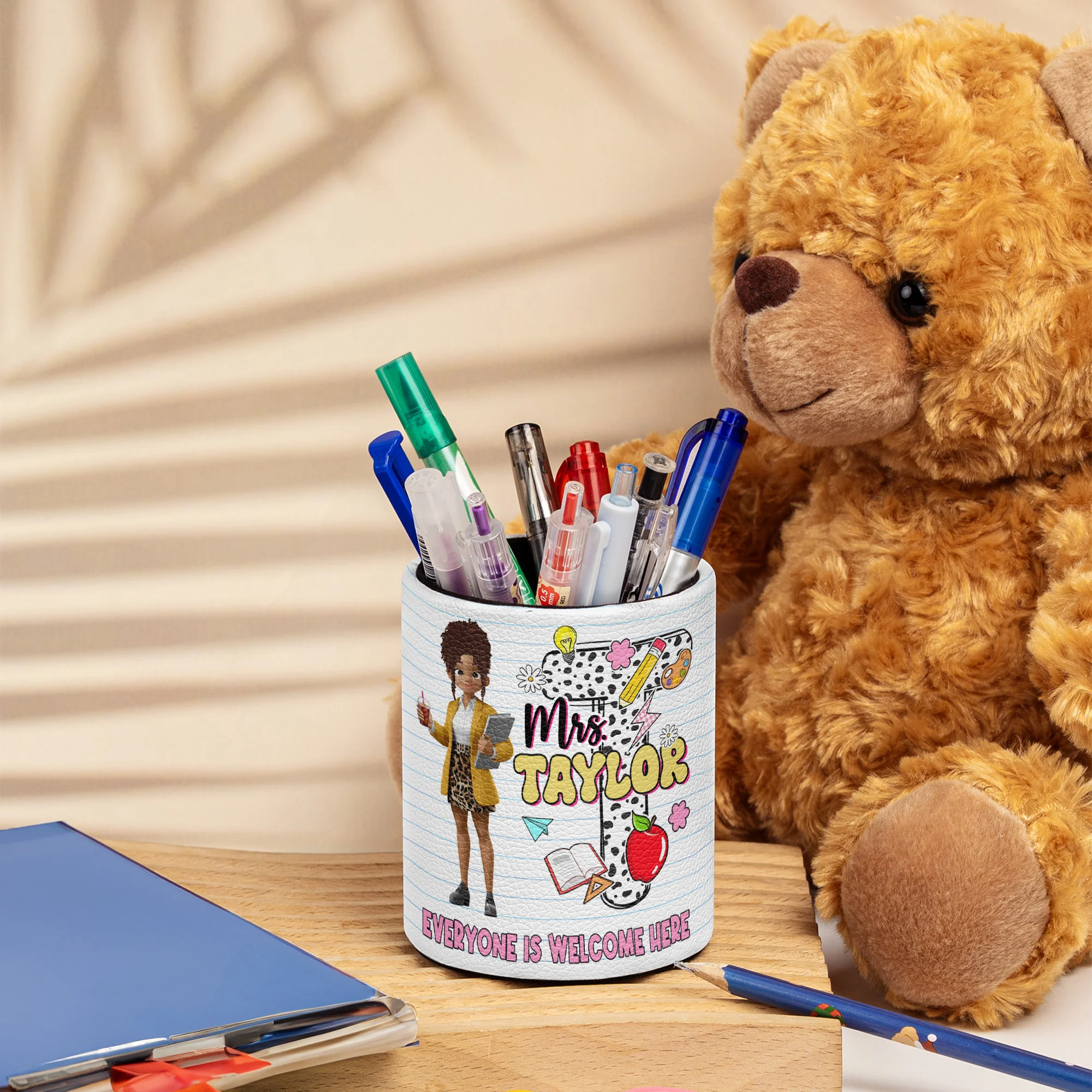 Everyone Is Welcome Here - Teacher Back To School Welcome - Personalized Pen Holder - Image 3