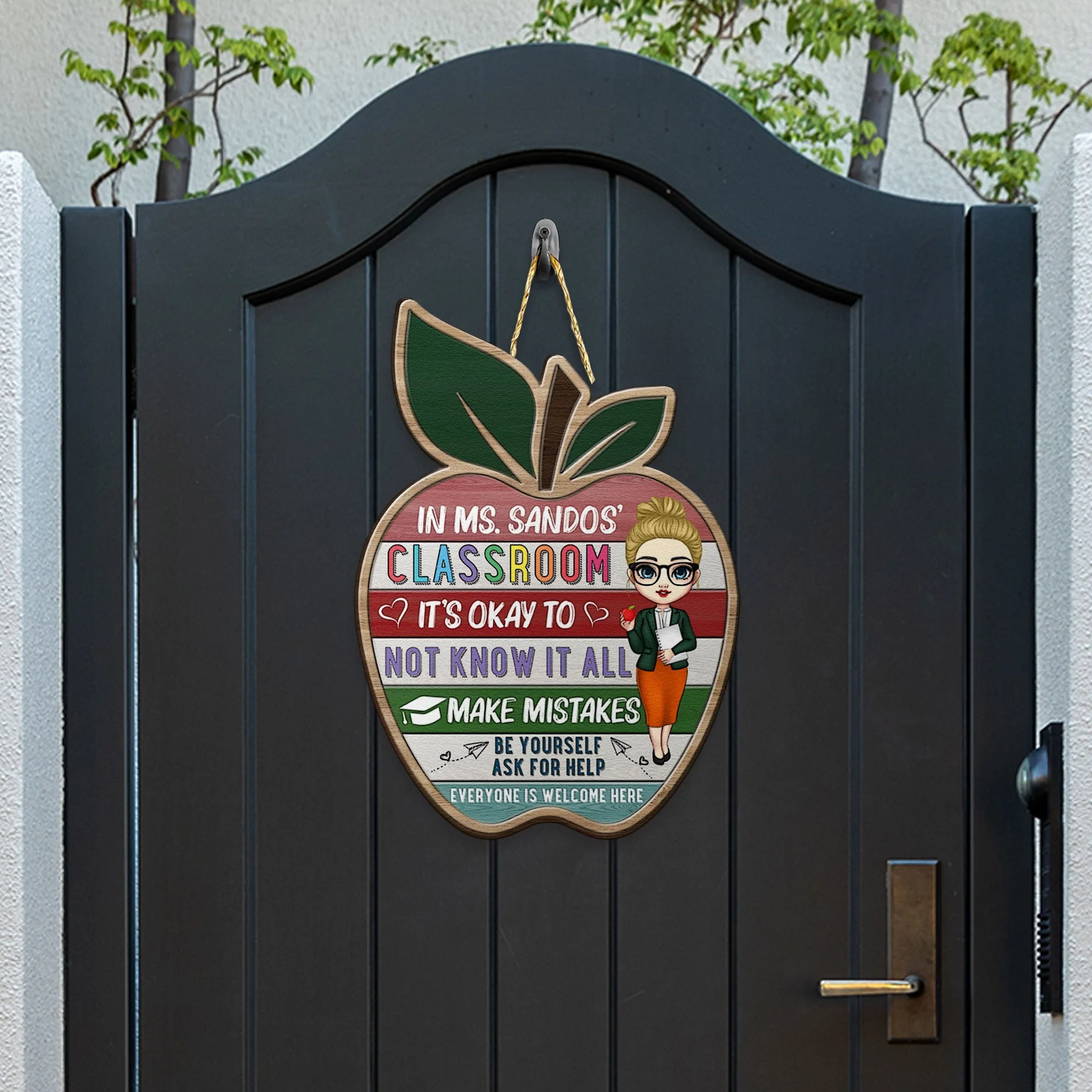 Everyone Is Welcome - Personalized Shaped Wood Sign - Image 2