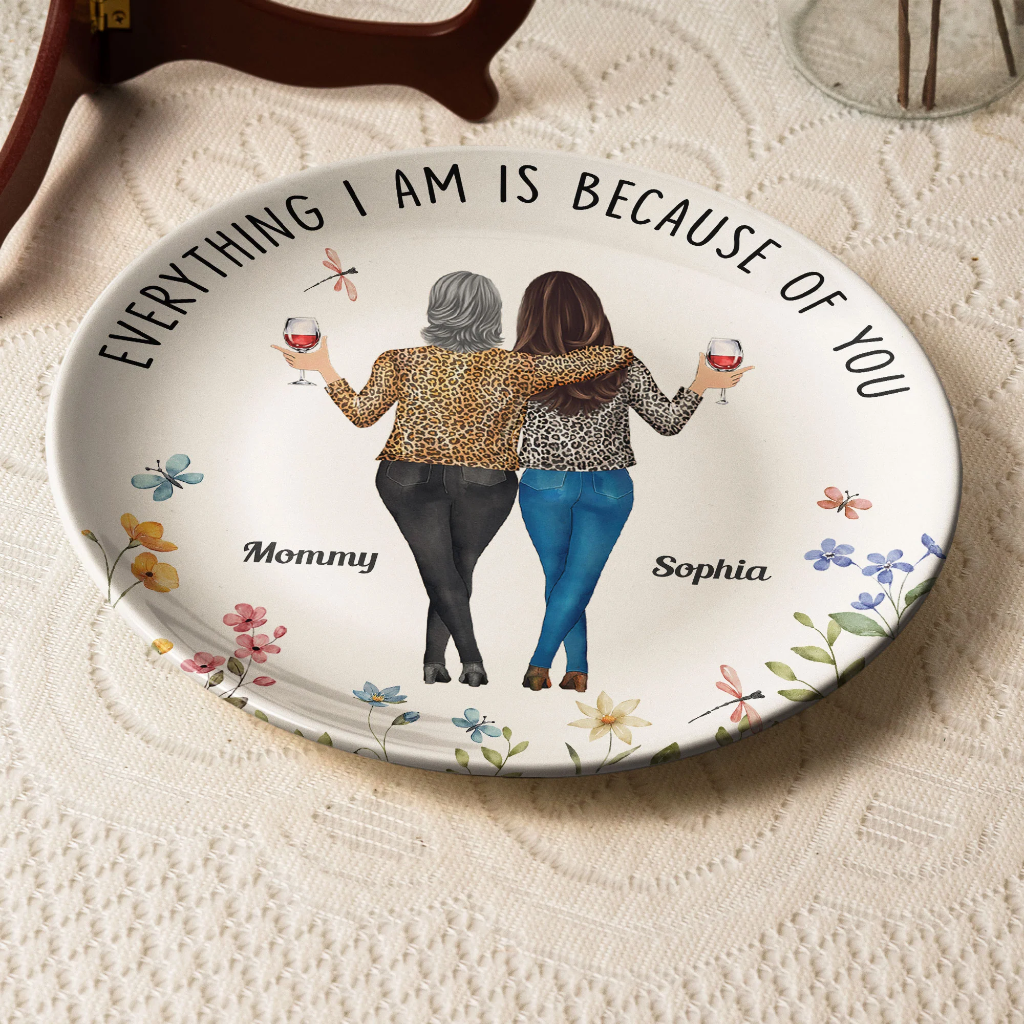 Everything I Am Is Because Of You - Personalized Ceramic Plate - Image 4