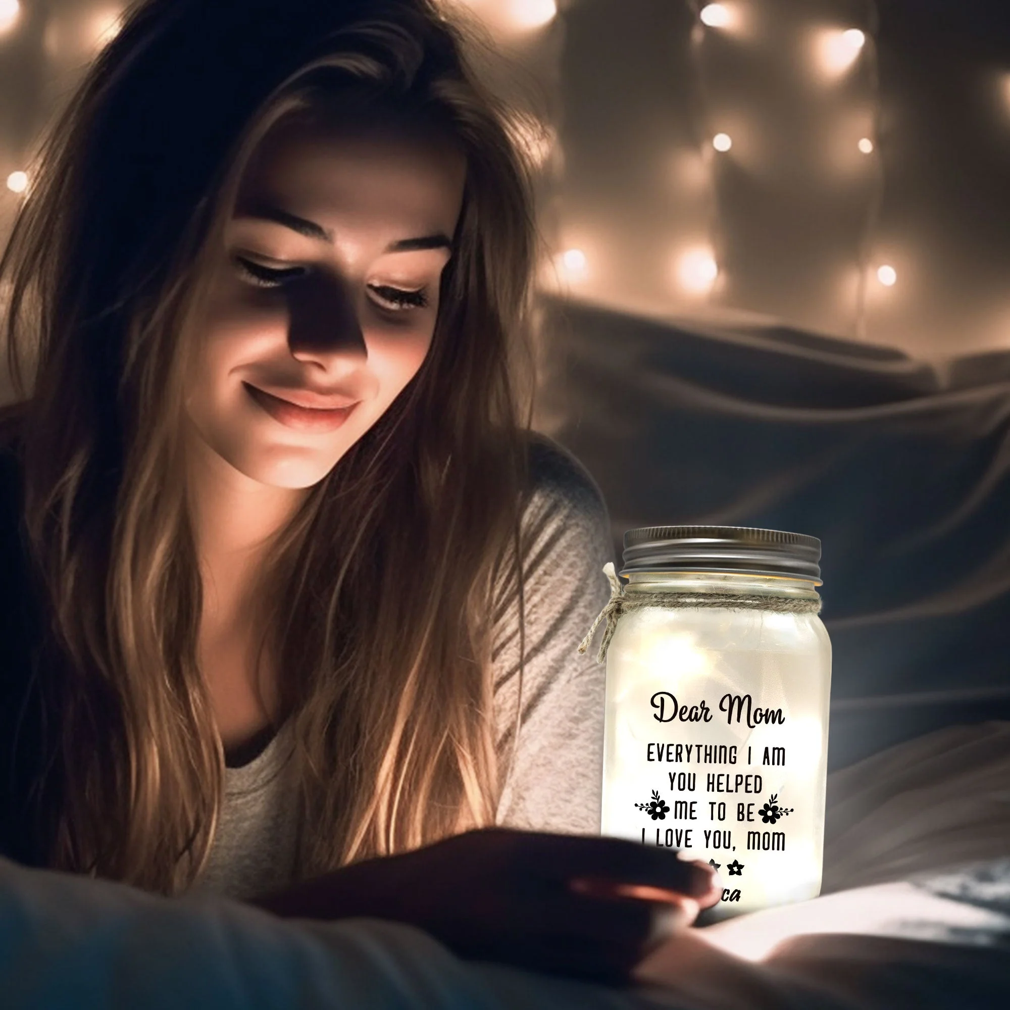 Everything I Am You Helped Me To Be - Personalized Mason Jar Light - Image 7