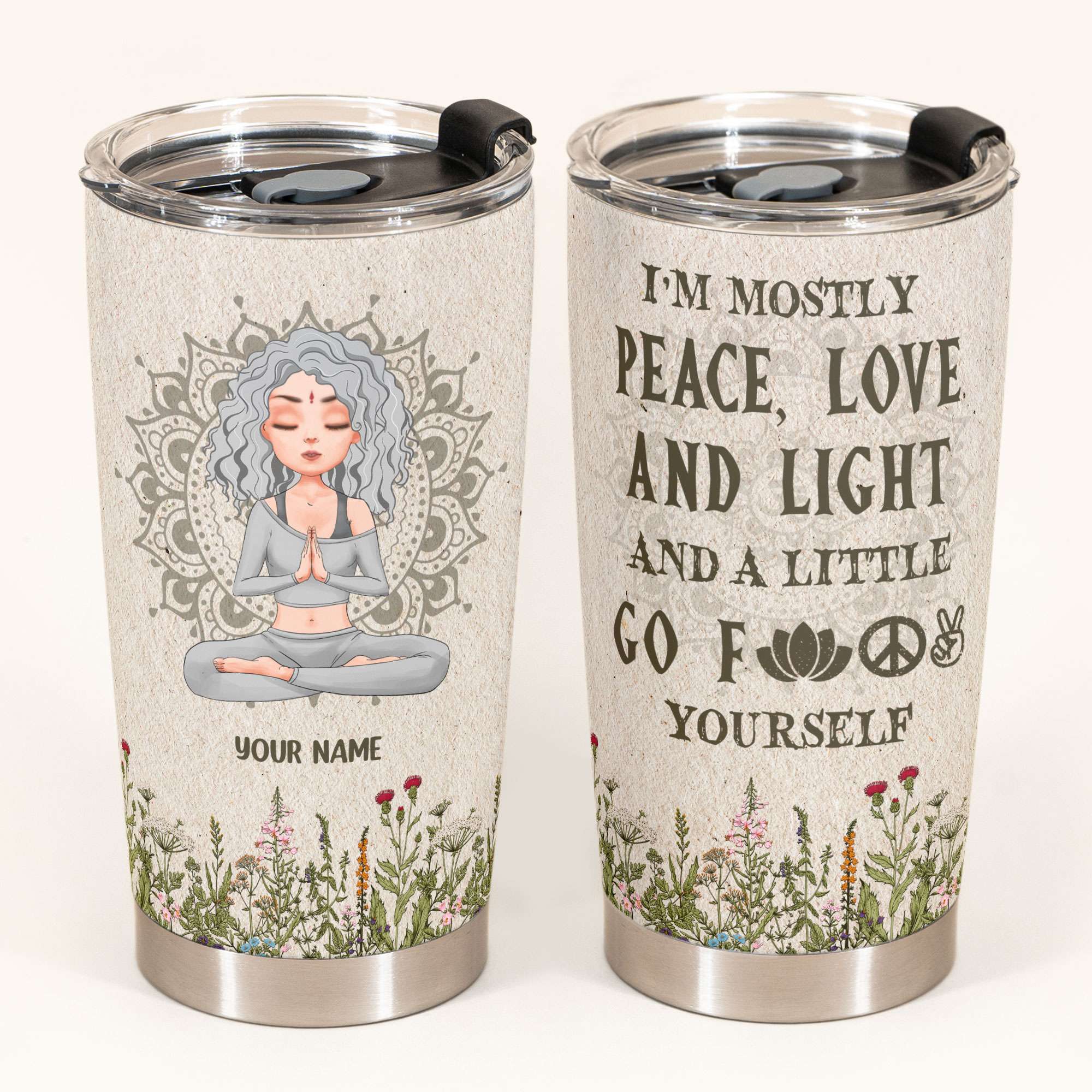 Everything Nice - Personalized Tumbler Cup - Gift For Yoga Lover - Yoga Girl Illustration - Image 2