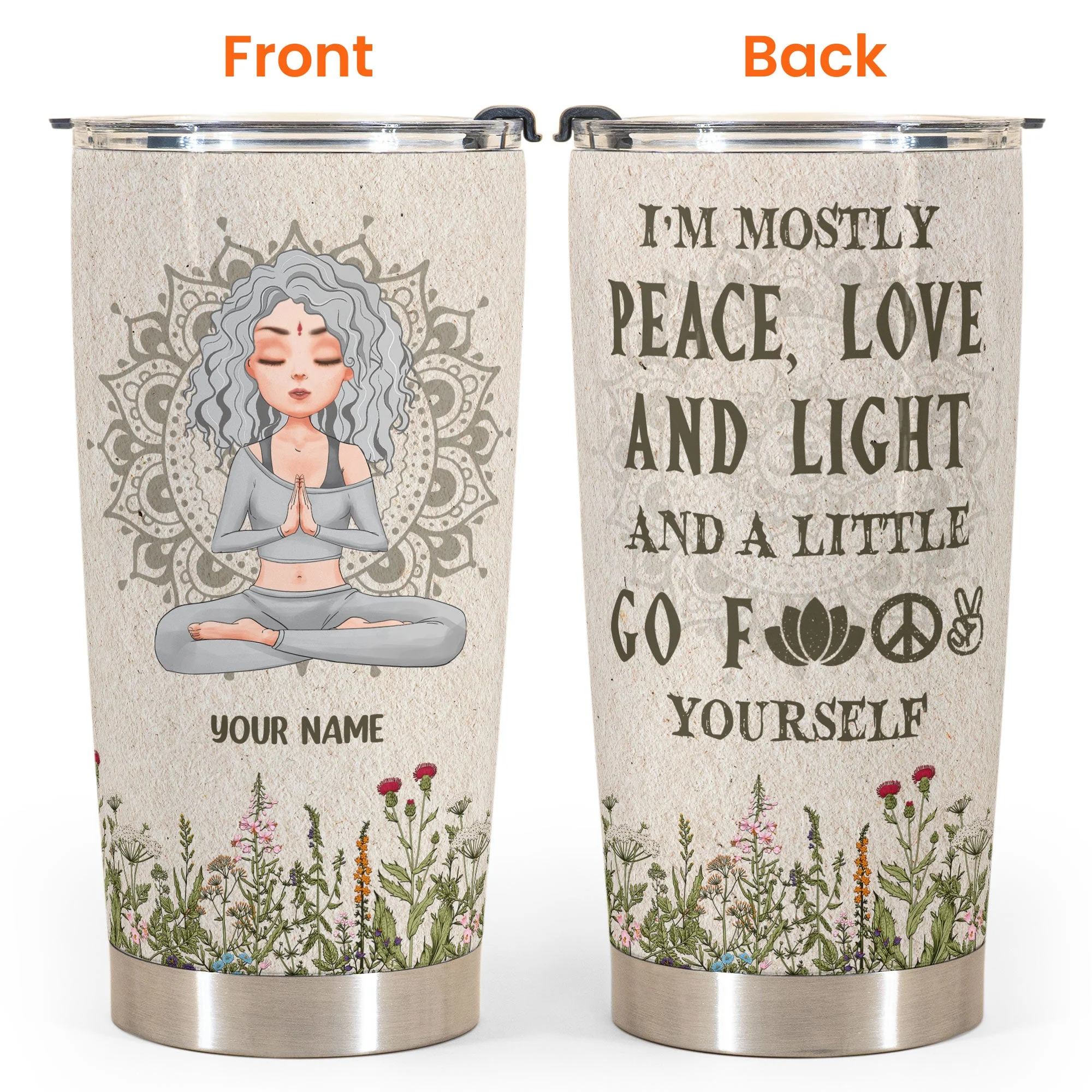 Everything Nice - Personalized Tumbler Cup - Gift For Yoga Lover - Yoga Girl Illustration - Image 4