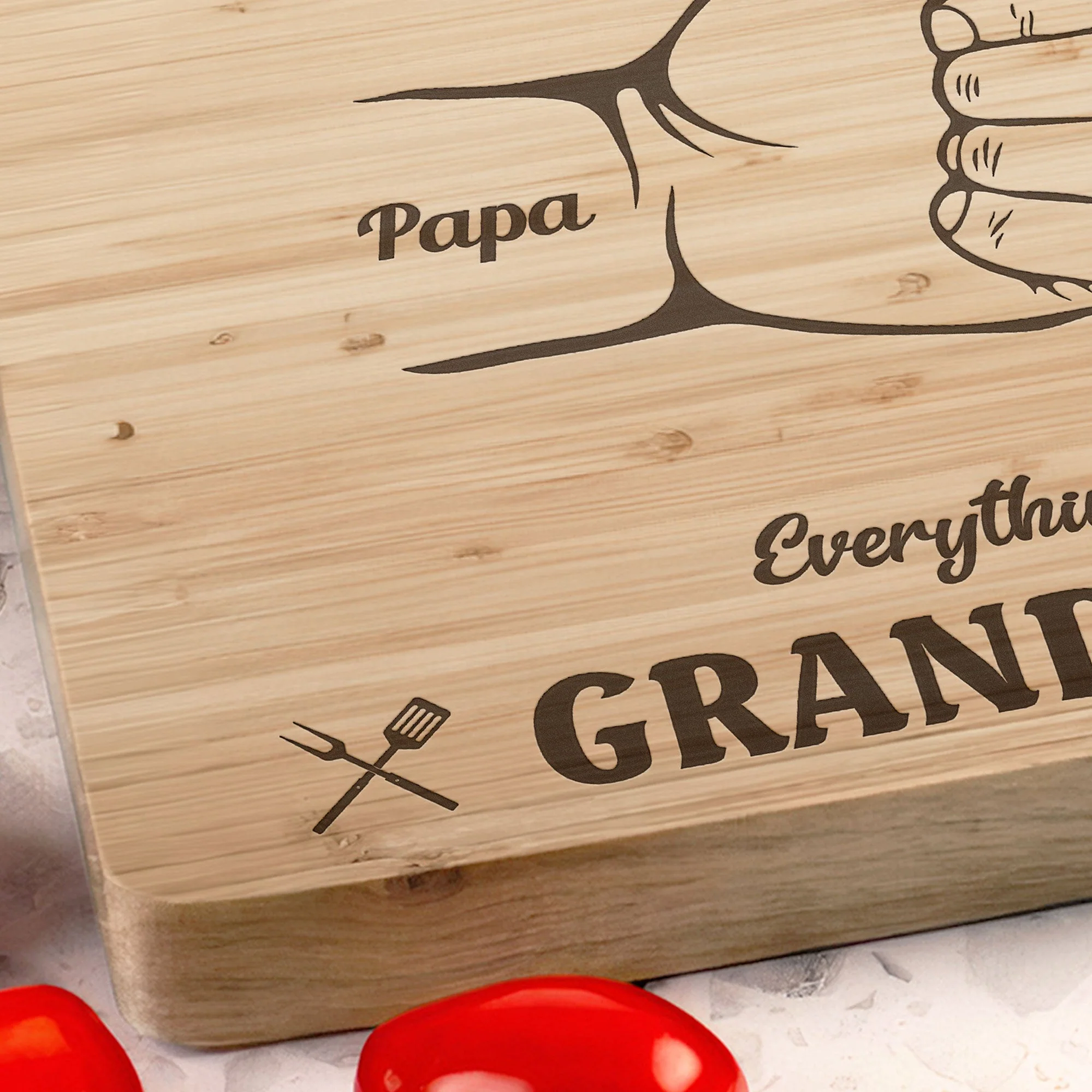 Everything Tastes Better On Grandpa's Grill Father's Day - Personalized Cutting Board - Image 3