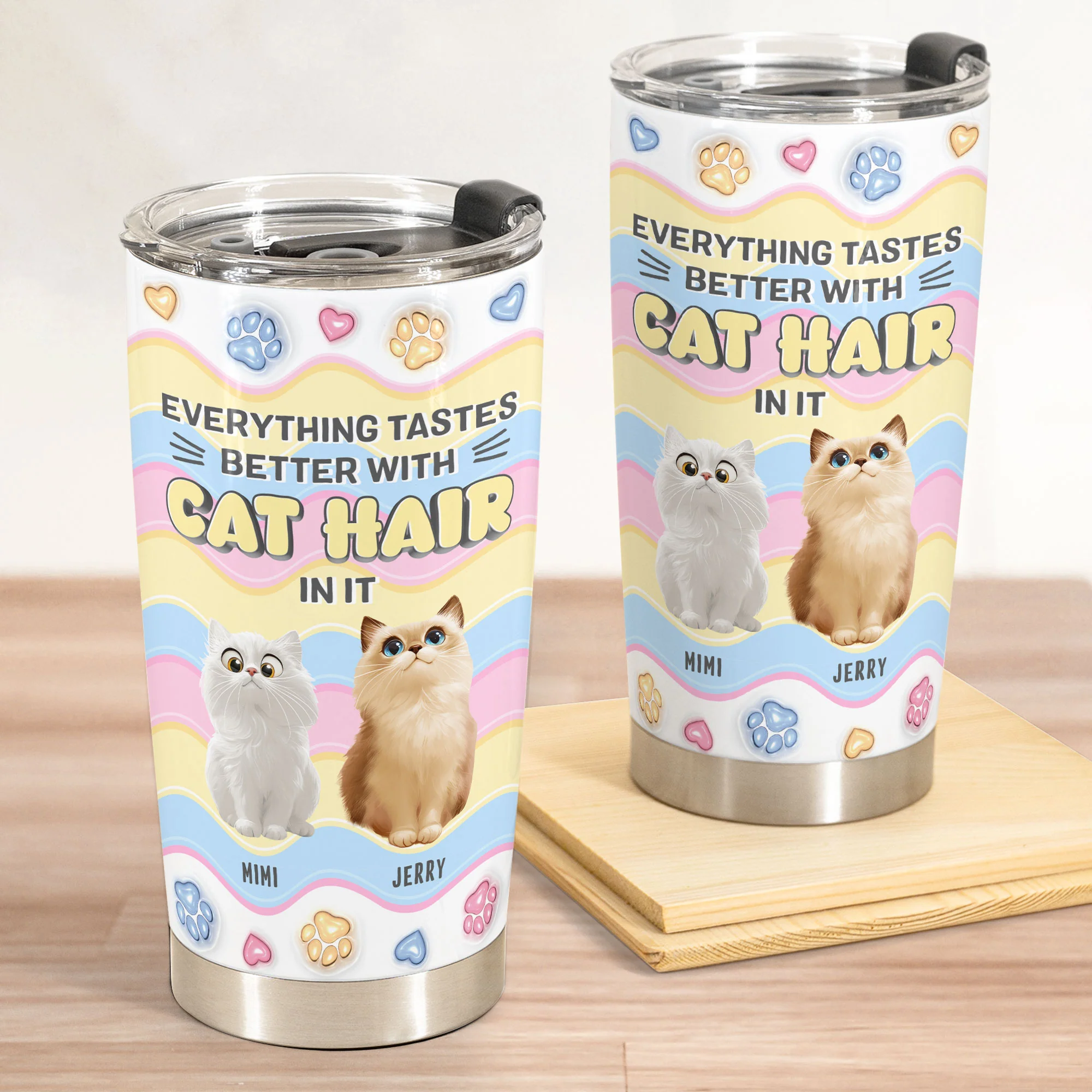 Everything Tastes Better With Cat Hair In It - Personalized Tumbler Cup - Image 2