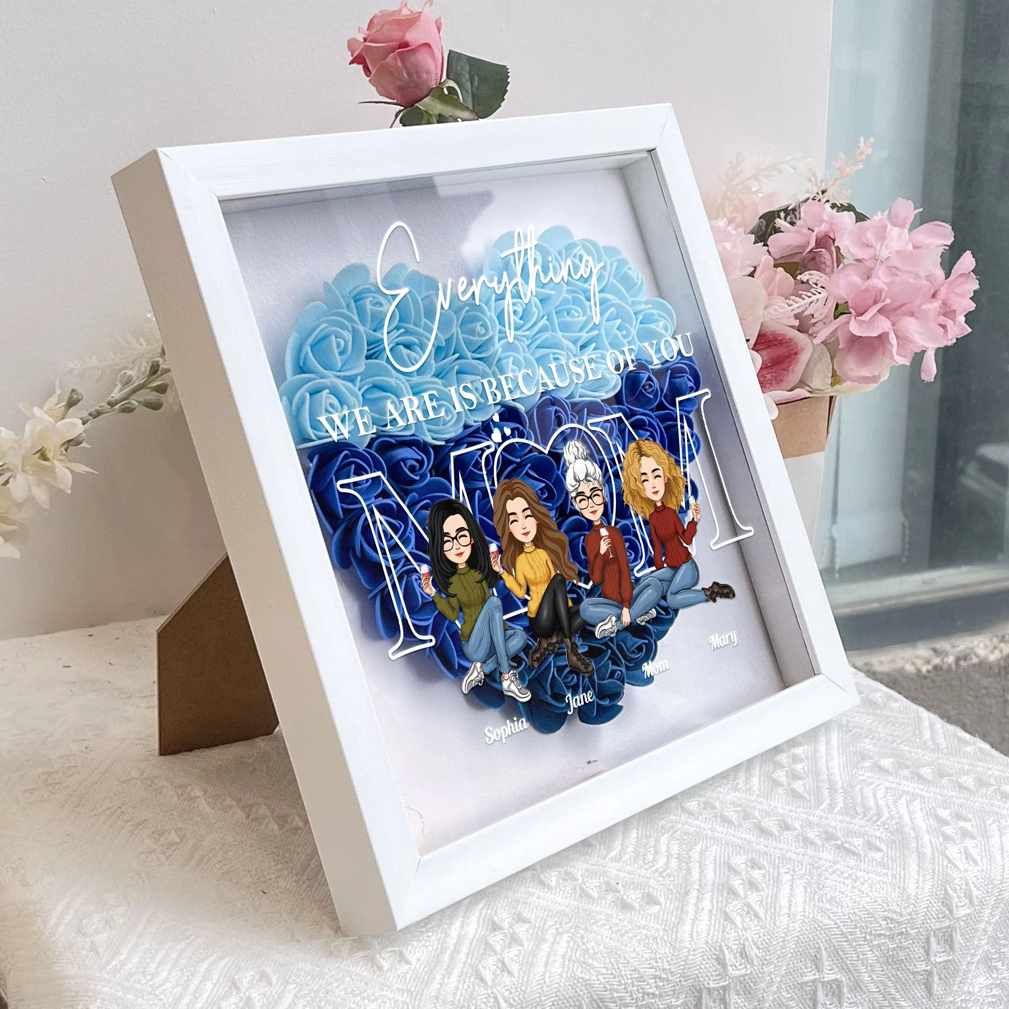 Everything We Are Is Because Of You - Personalized Flower Shadow Box - Image 4