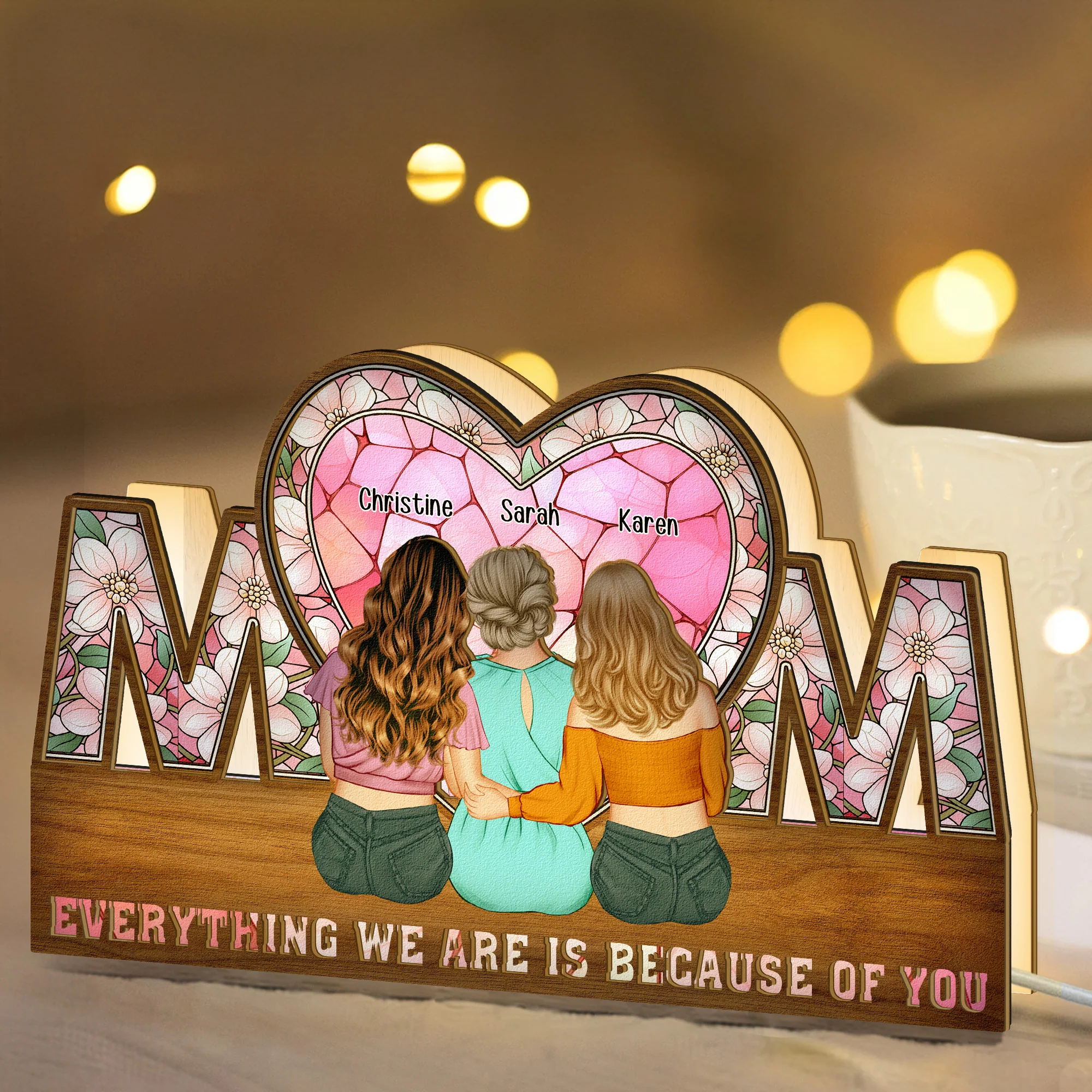 Everything We Are Is Because Of You - Personalized Night Light - Image 2