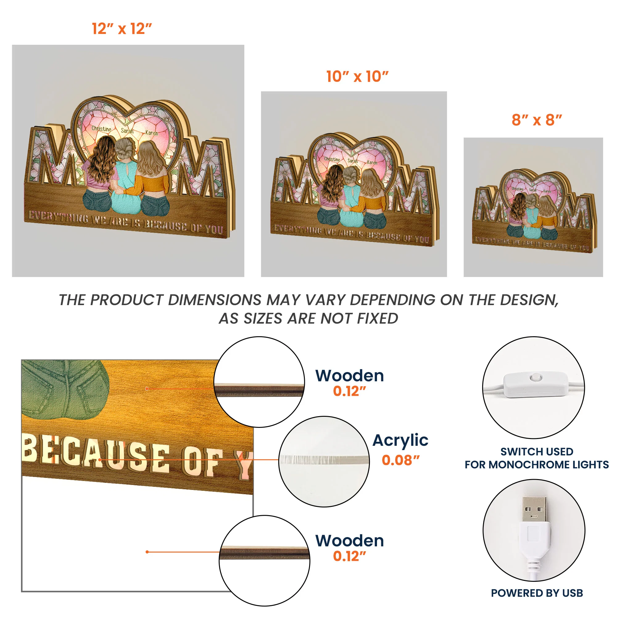 Everything We Are Is Because Of You - Personalized Night Light - Image 5