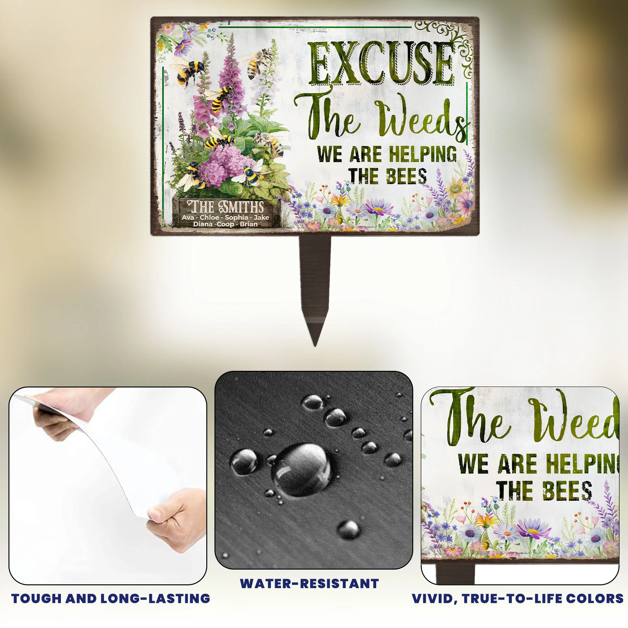 Excuse The Weeds We Are Helping The Bees - Personalized Metal Garden Stake - Image 6
