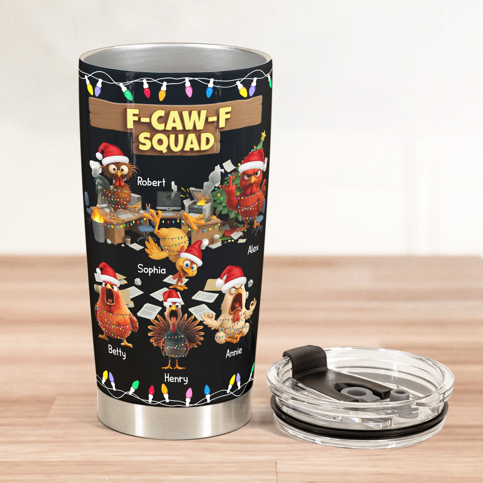 F-Caw-F Squad - Funny White Elephant Party Exchange Gift For Coworker Team - Personalized Tumbler Cup - Image 3