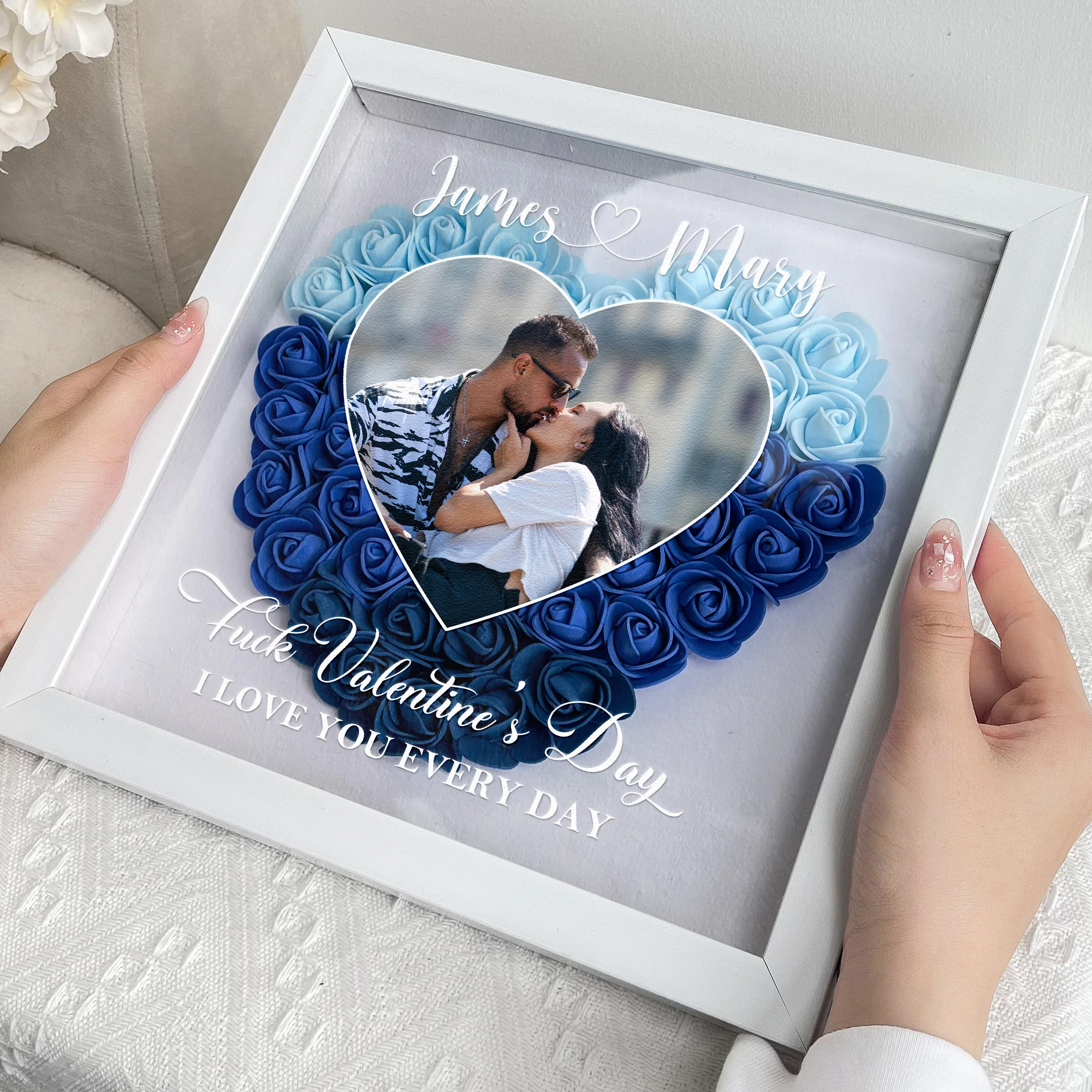 F*ck Valentine's Day I Love You Every Day - Personalized Photo Flower Shadow Box - Image 5