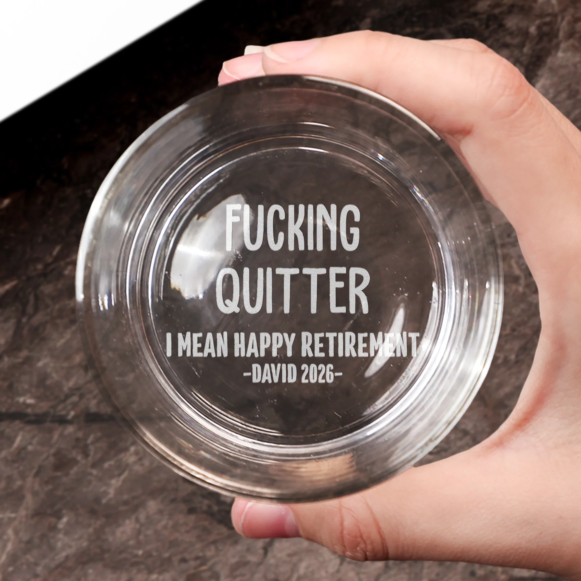 Quitter Happy Retirement - Personalized Engraved Whiskey Glass - Image 3