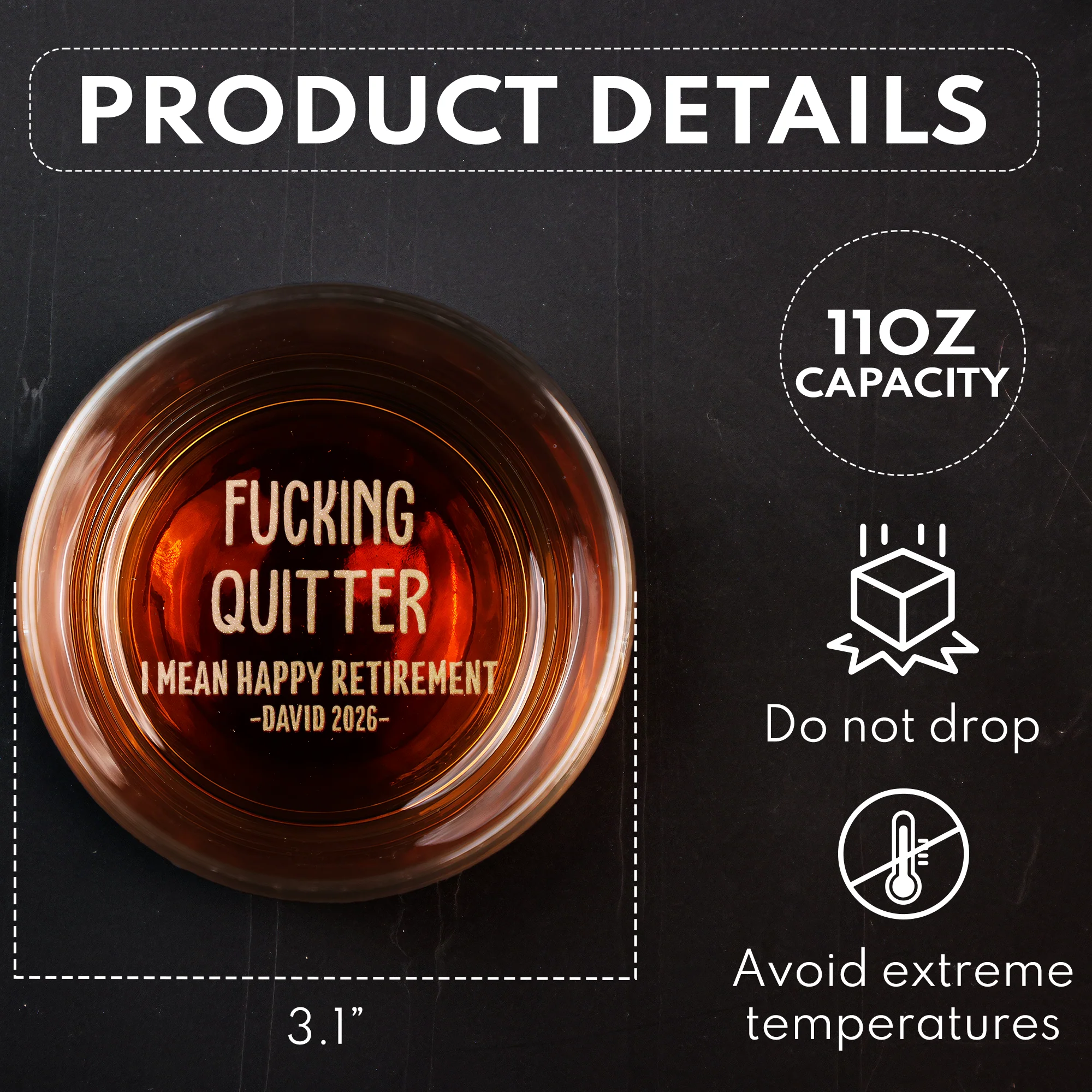 Quitter Happy Retirement - Personalized Engraved Whiskey Glass - Image 4