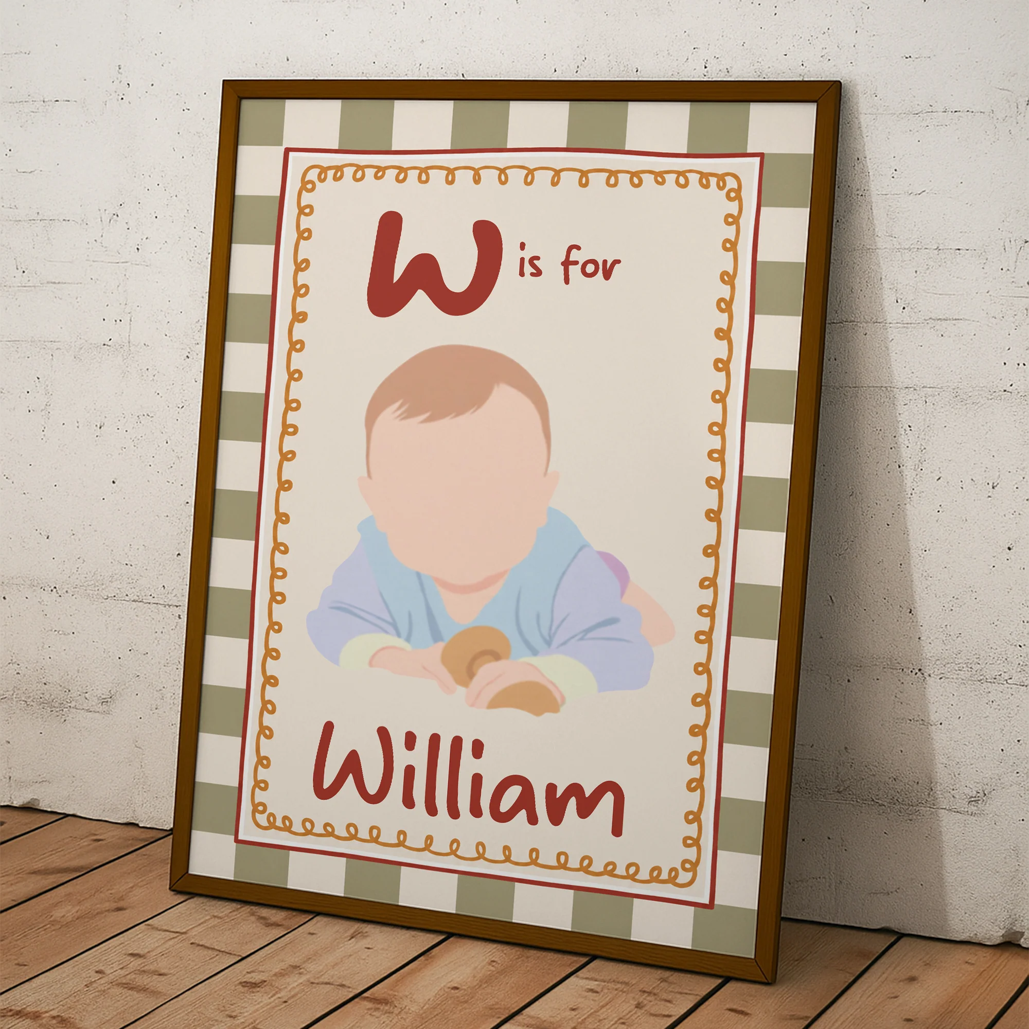 Faceless Art Playroom Decor Initial Name - Personalized Poster - Image 2