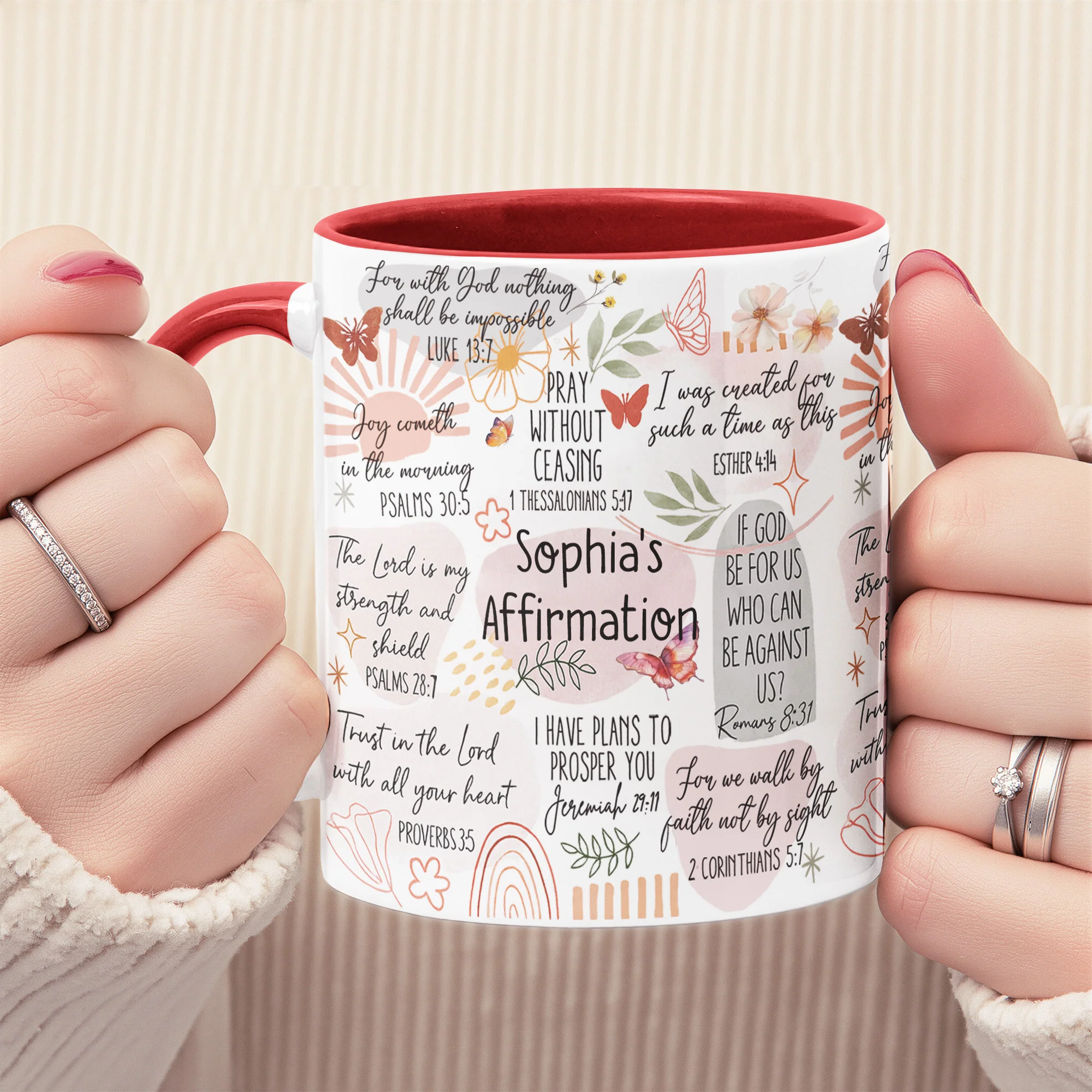 Faith Affirmation Bible Scripture Verses Christian Gift - Personalized Accent Mug - Image 5