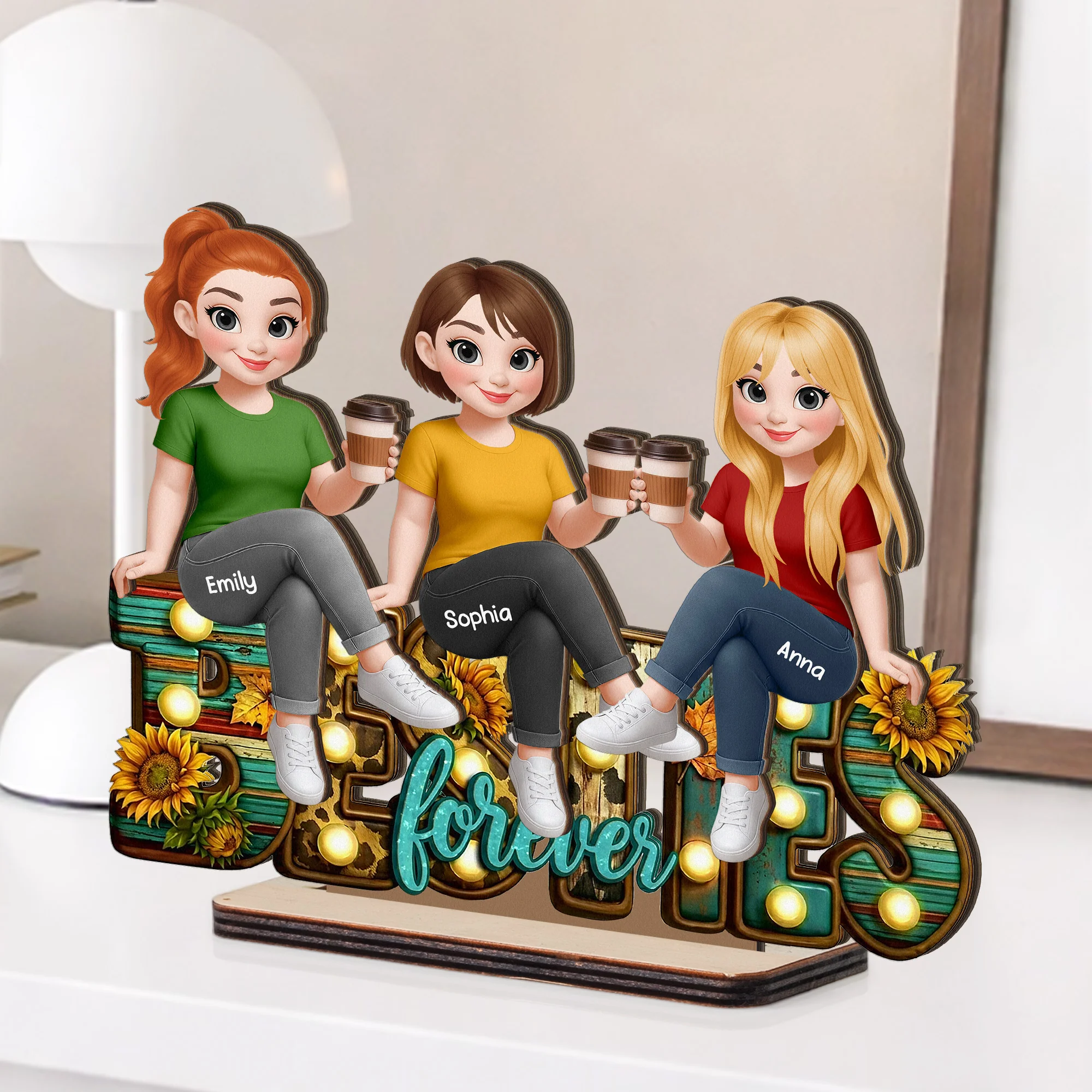 Fall Vibe Besties Forever Friendship Gift For Besties, BFF - Personalized Wooden Plaque - Image 2