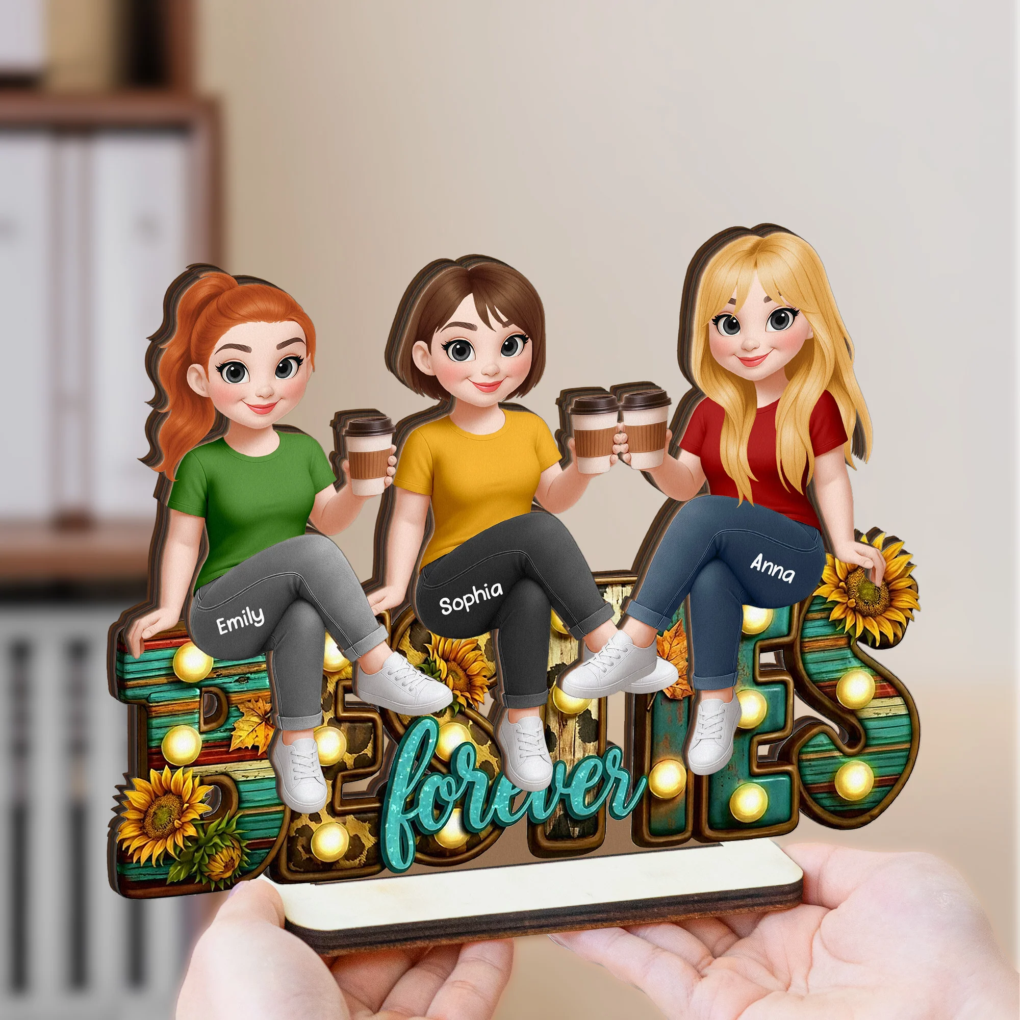 Fall Vibe Besties Forever Friendship Gift For Besties, BFF - Personalized Wooden Plaque - Image 3