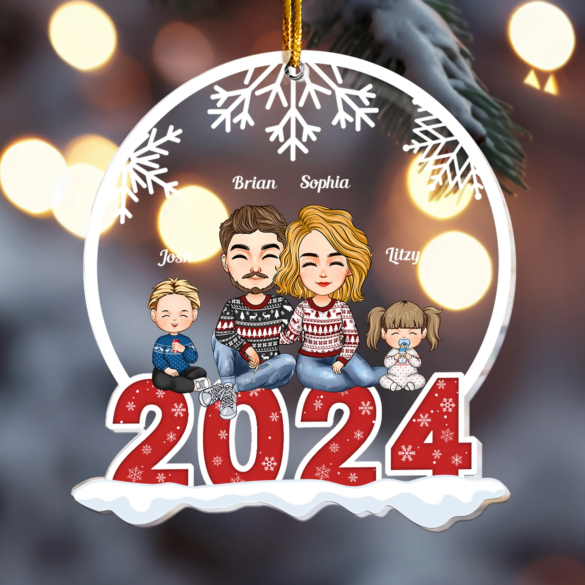 Family 2024 - Personalized Custom Shaped Acrylic Ornament - Christmas, New Year Gift For Family, Sisters, Brothers, Sibling - Image 3