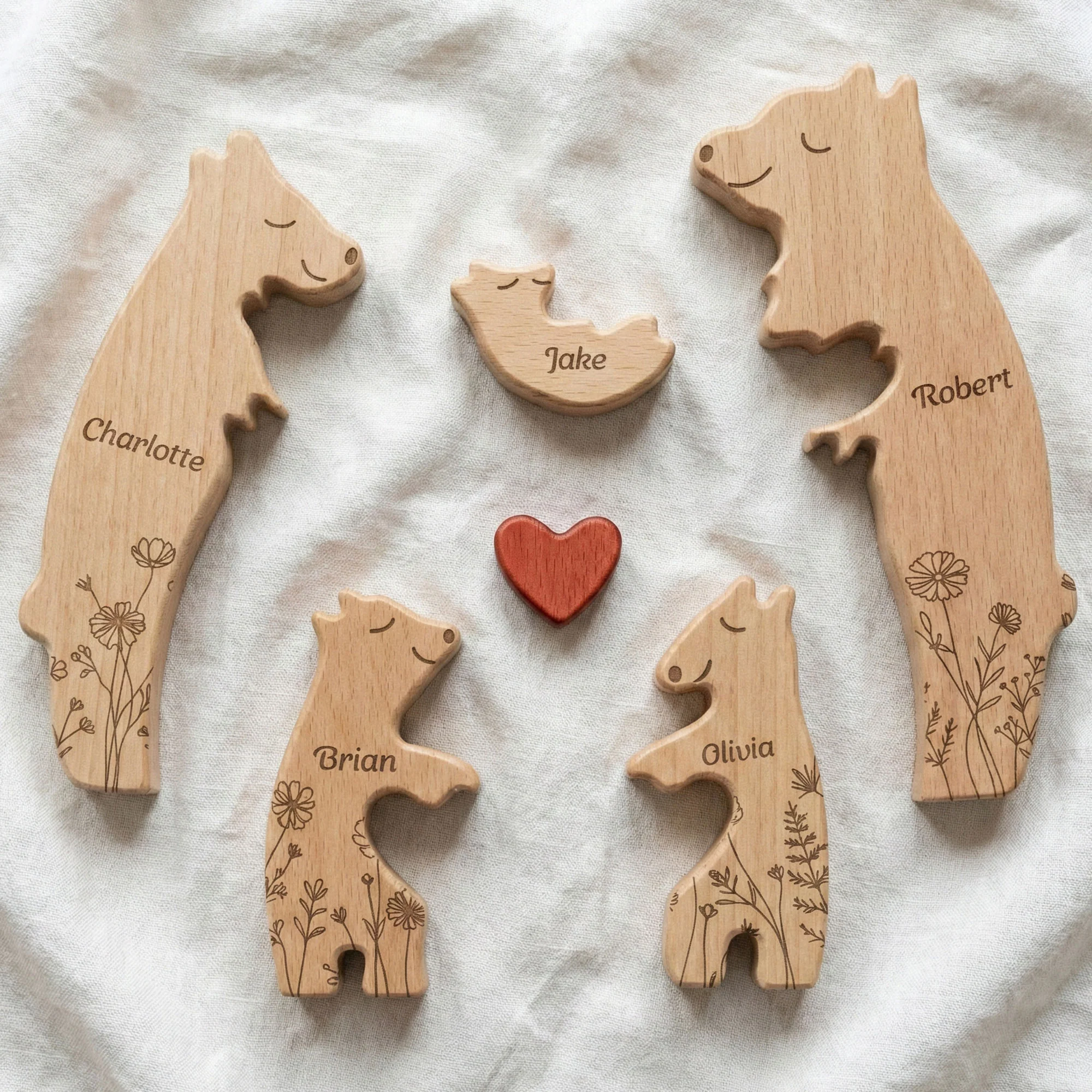Family Bear Floral Style Mother's Day Gift For Her Bear Family Puzzle - Personalized Puzzle - Image 4