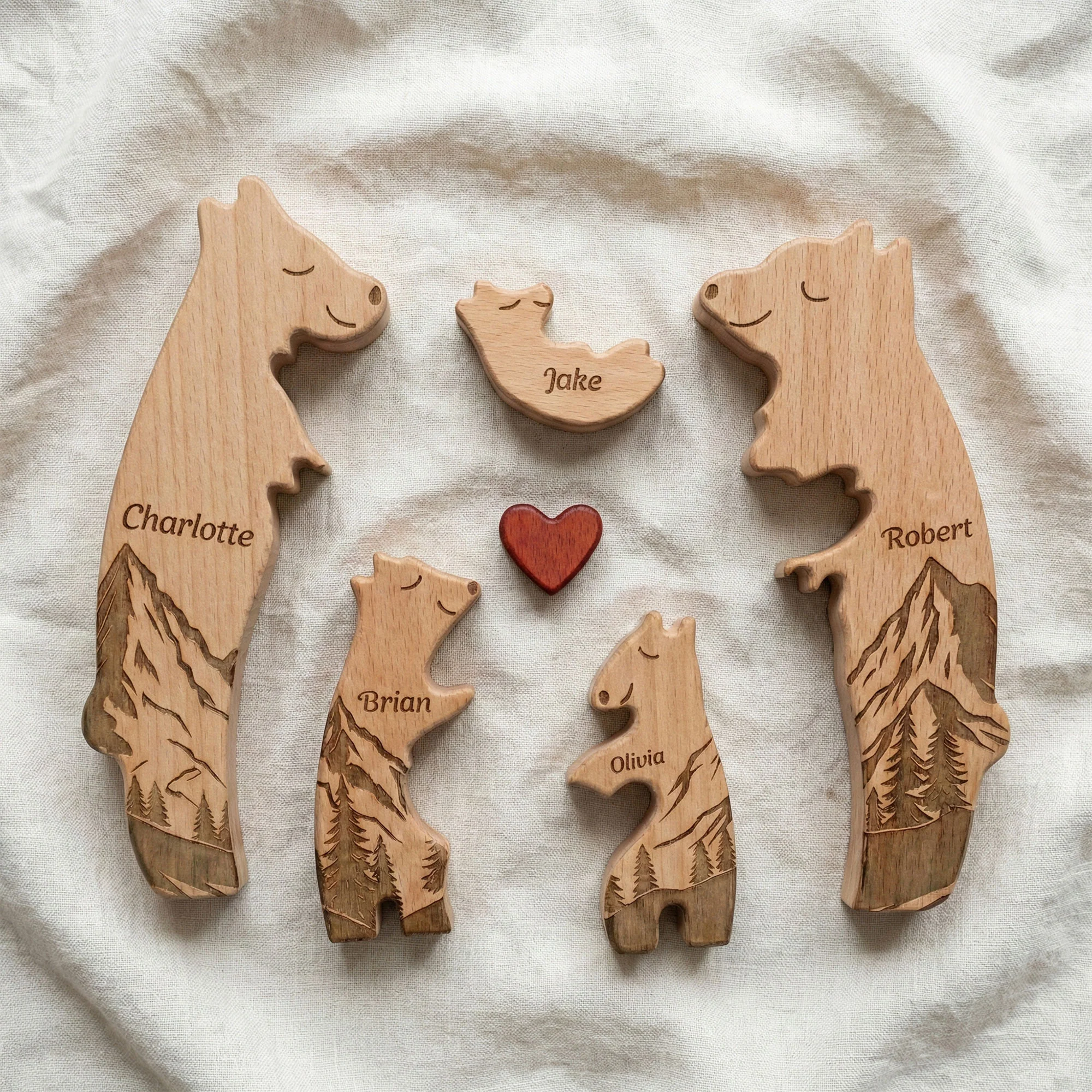 Family Bear Mountain Style Father's Day Gift For Him Bear Family Puzzle - Personalized Puzzle - Image 4