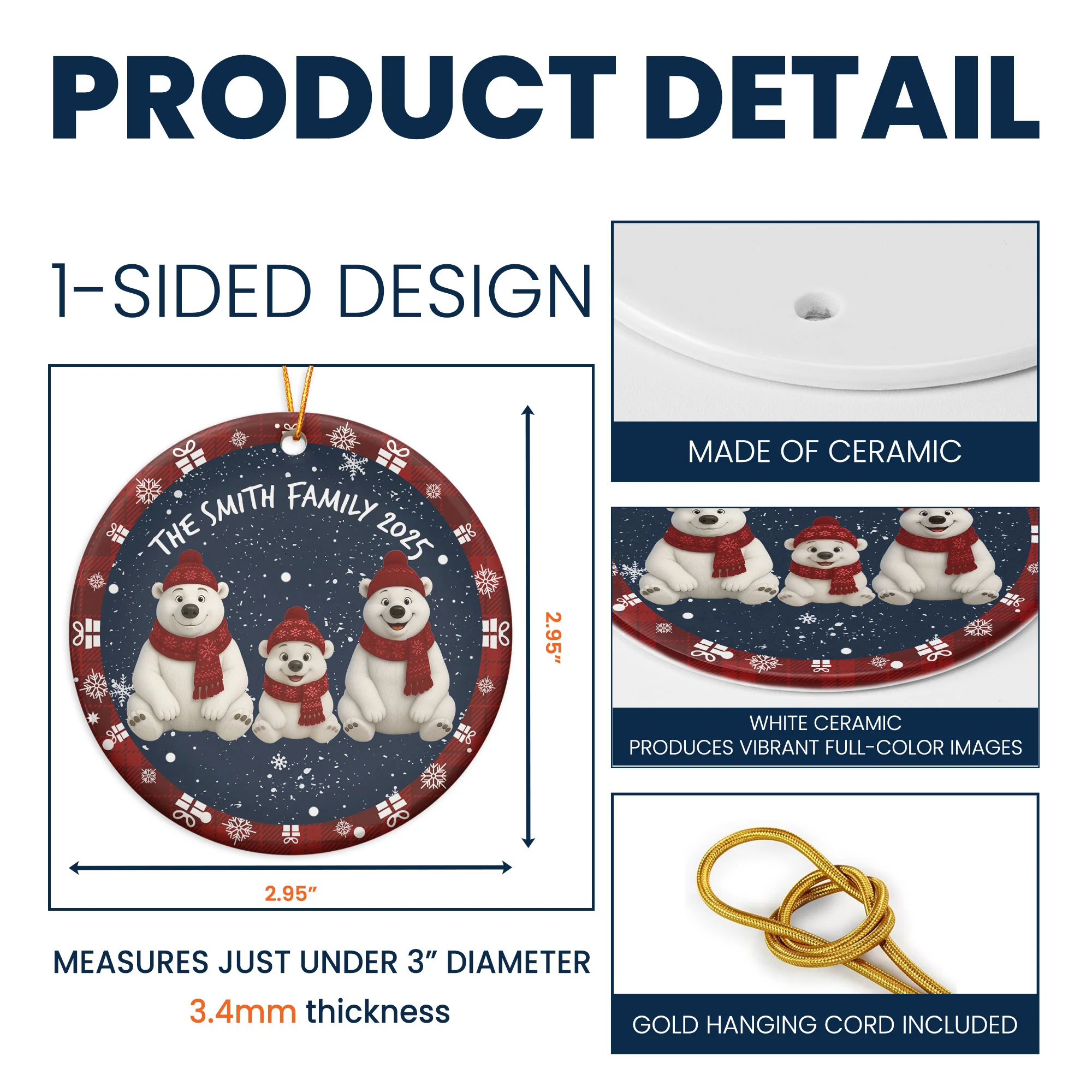 Family Bear - Personalized Ceramic Ornament - Image 5
