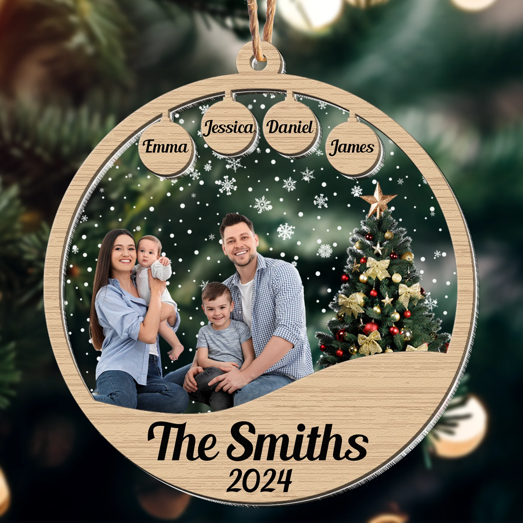 Family Christmas Ornament - Personalized Family Photo Ornament - Image 2
