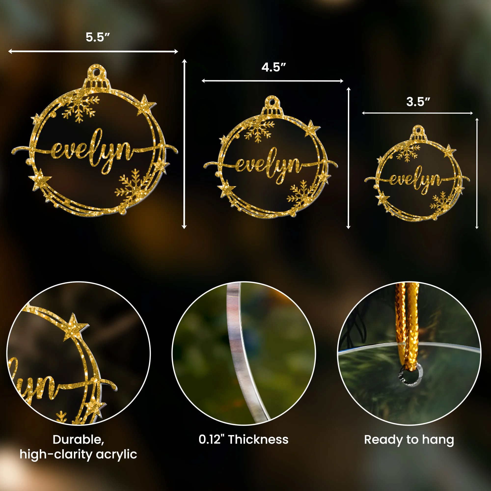 Family Christmas Ornament With Name Xmas Baubles - Personalized Acrylic Ornament - Image 4