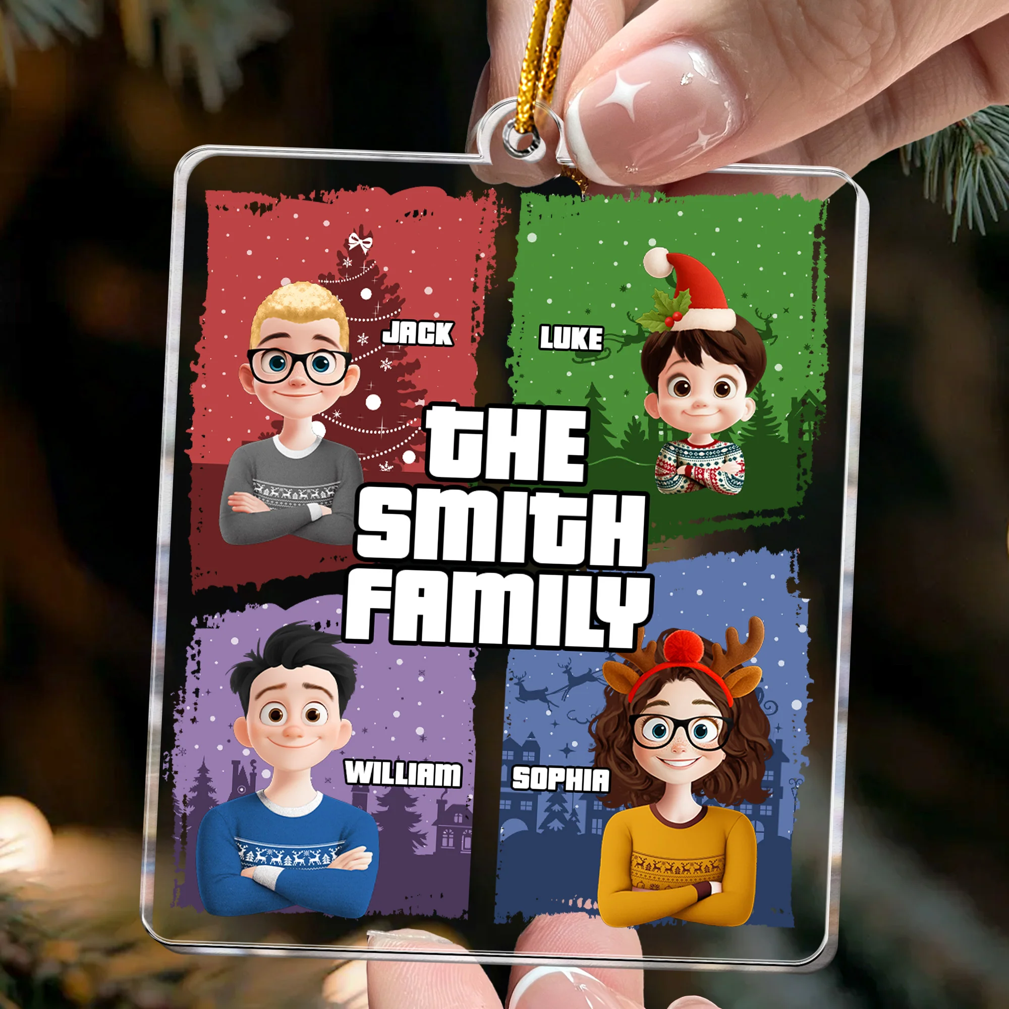 Family Christmas Theme - Personalized Acrylic Ornament - Image 2