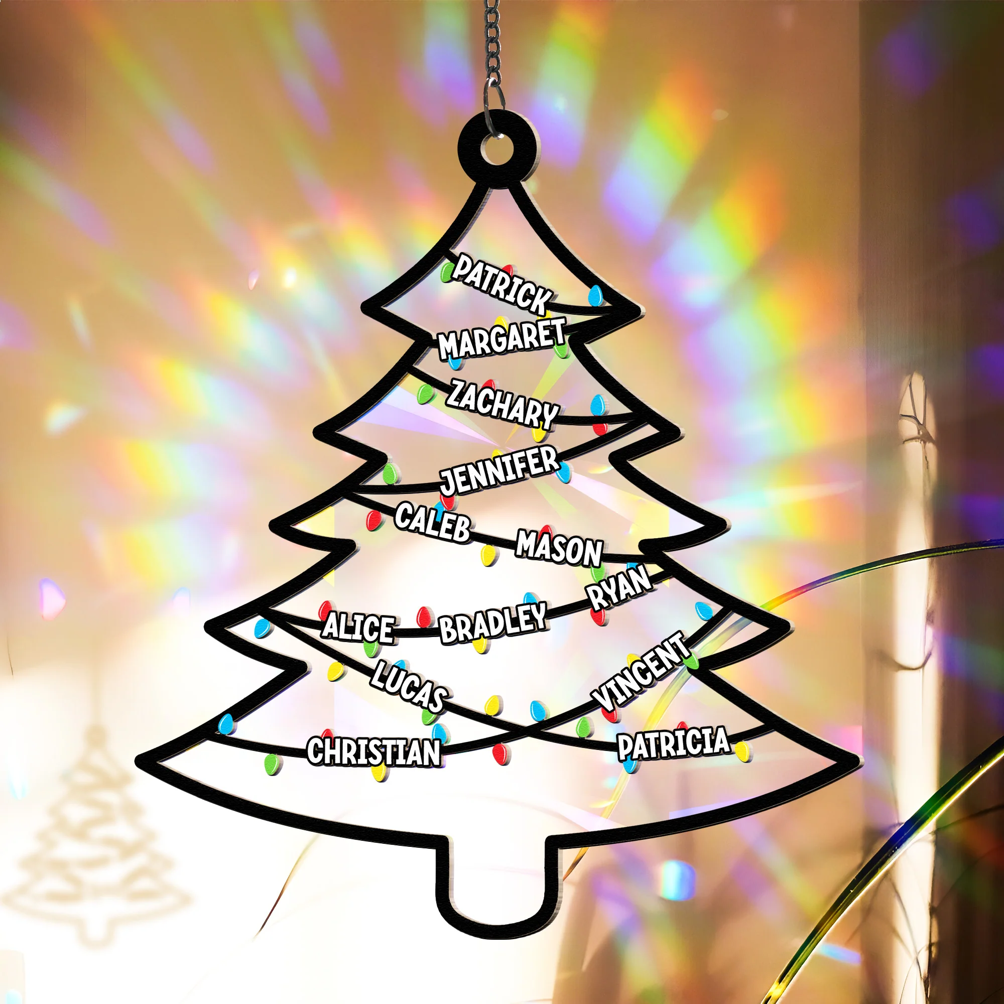 Family Christmas Tree - Personalized Rainbow Suncatcher - Image 4