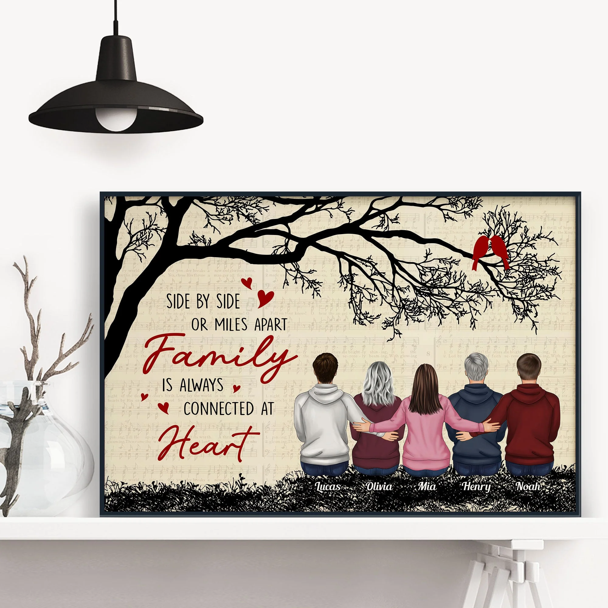 Family Connected At Heart - Personalized Poster/Wrapped Canvas - Image 2