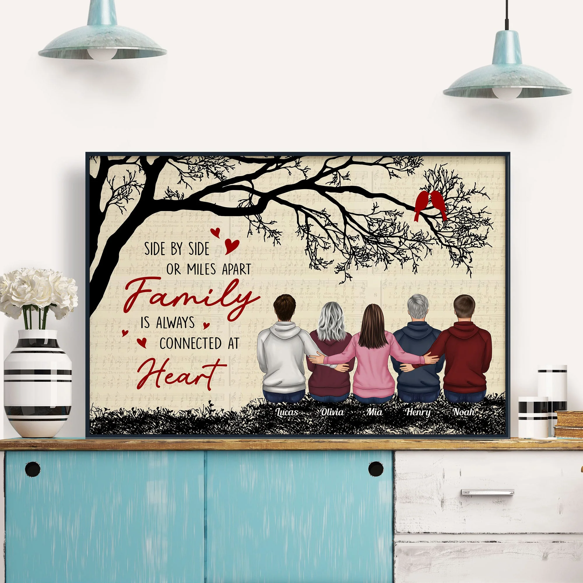 Family Connected At Heart - Personalized Poster/Wrapped Canvas - Image 3
