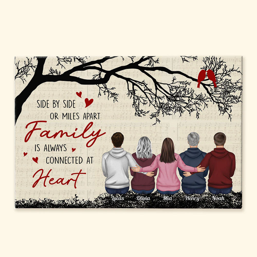 Family Connected At Heart - Personalized Poster/Wrapped Canvas - Image 4