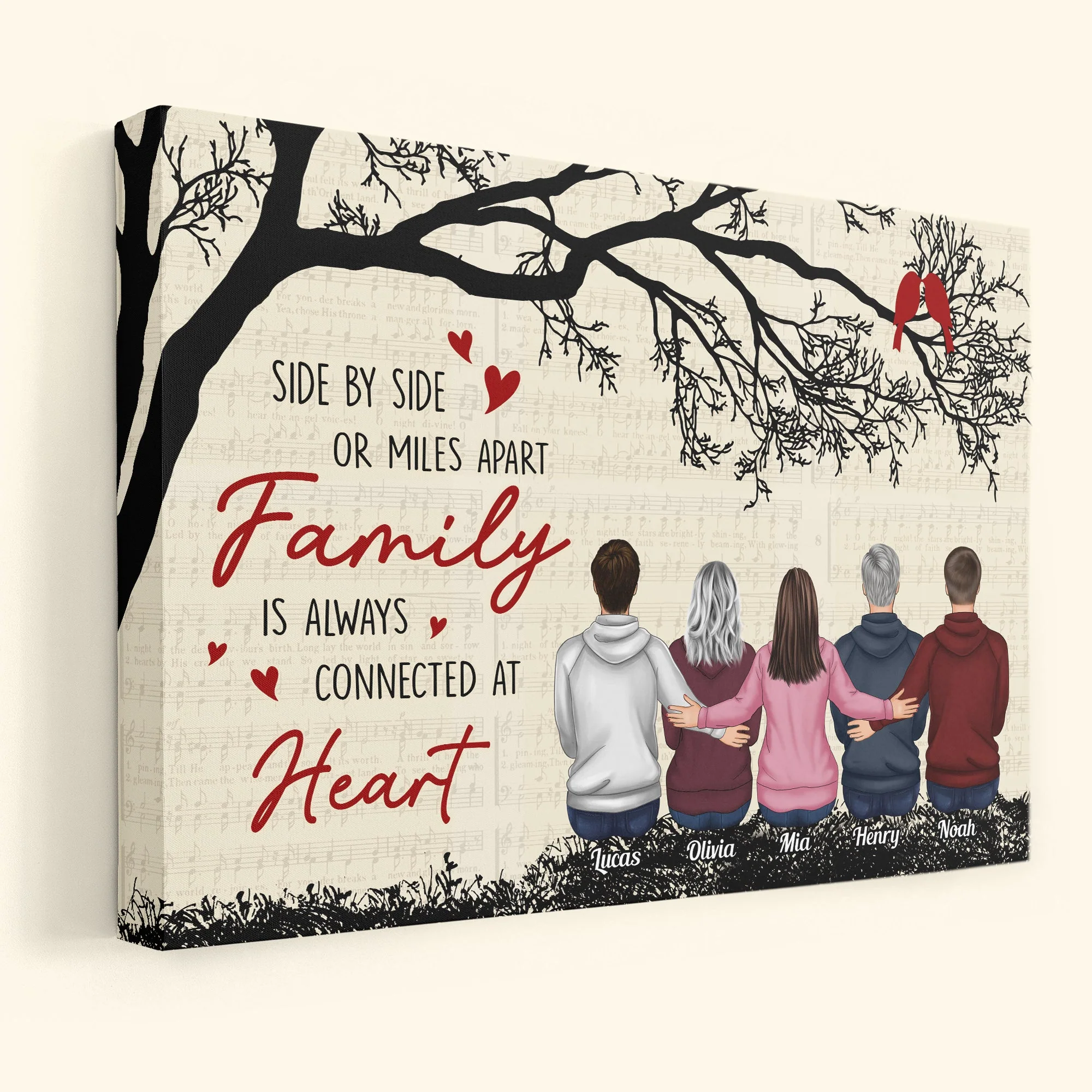 Family Connected At Heart - Personalized Poster/Wrapped Canvas - Image 5