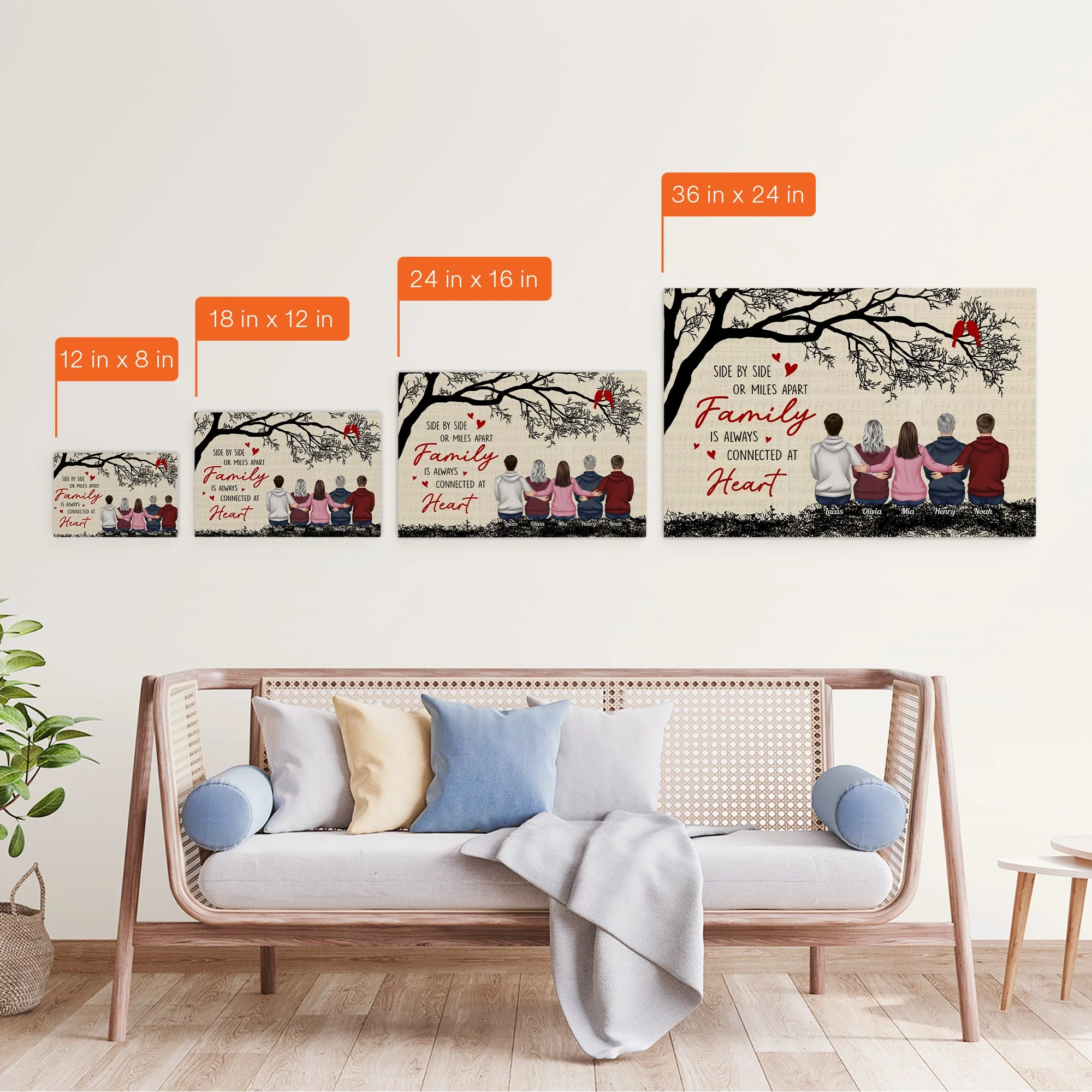 Family Connected At Heart - Personalized Poster/Wrapped Canvas - Image 7