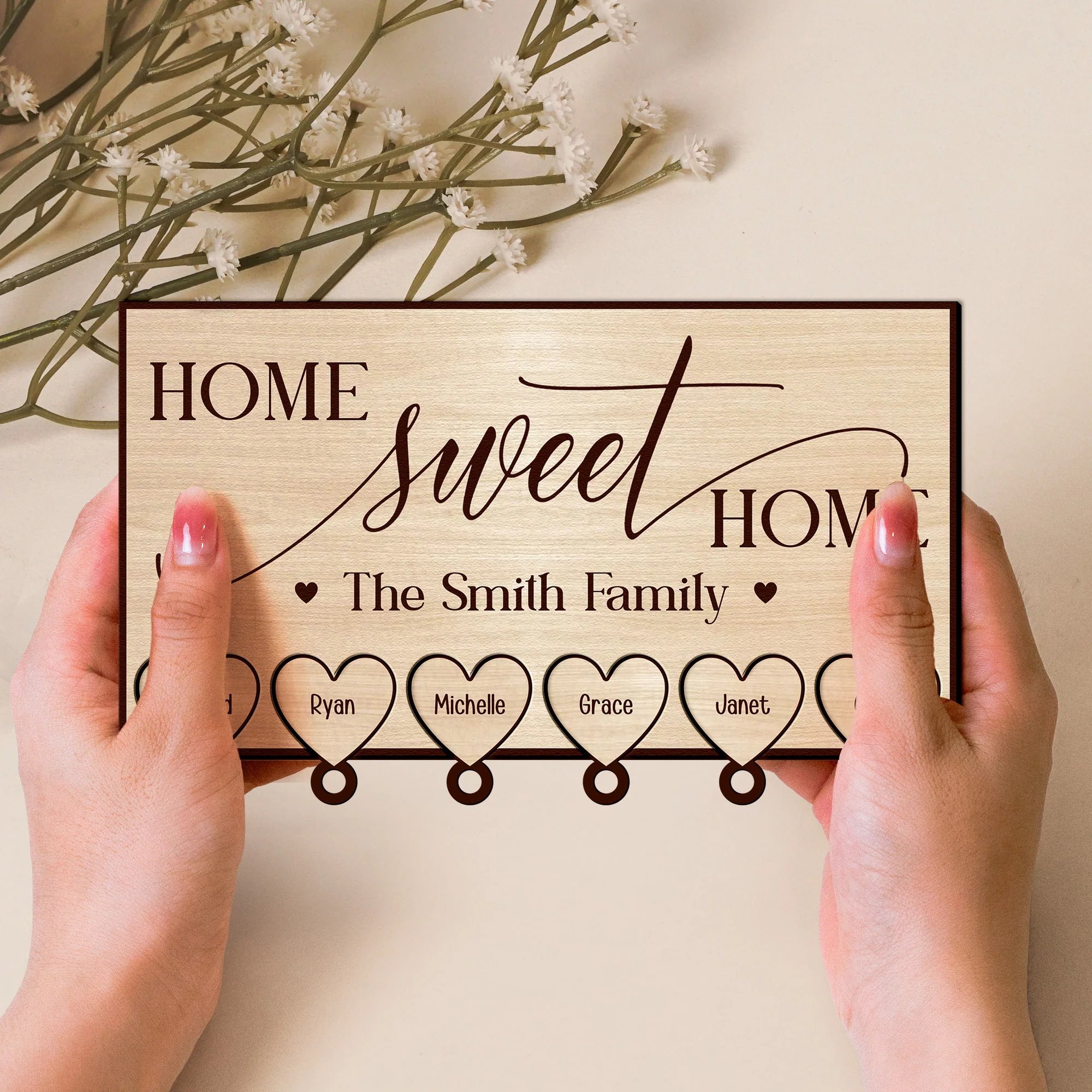 Family Custom Name Home Sweet Home - Personalized Key Holder - Image 4