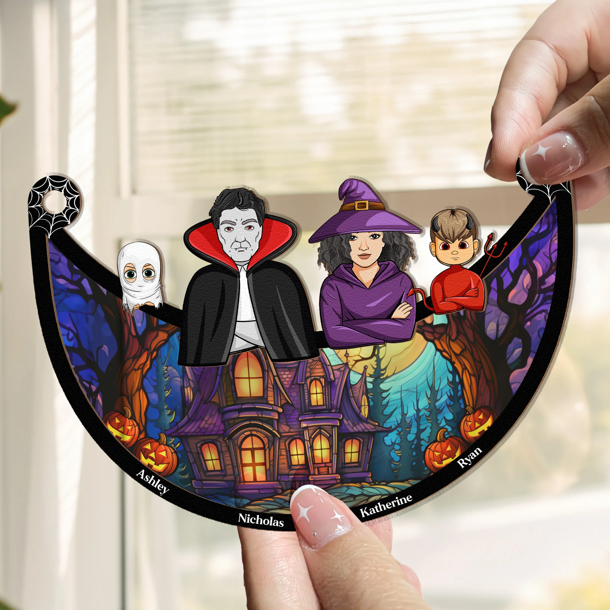Family Decoration Halloween - Personalized Window Hanging Suncatcher Ornament - Image 3