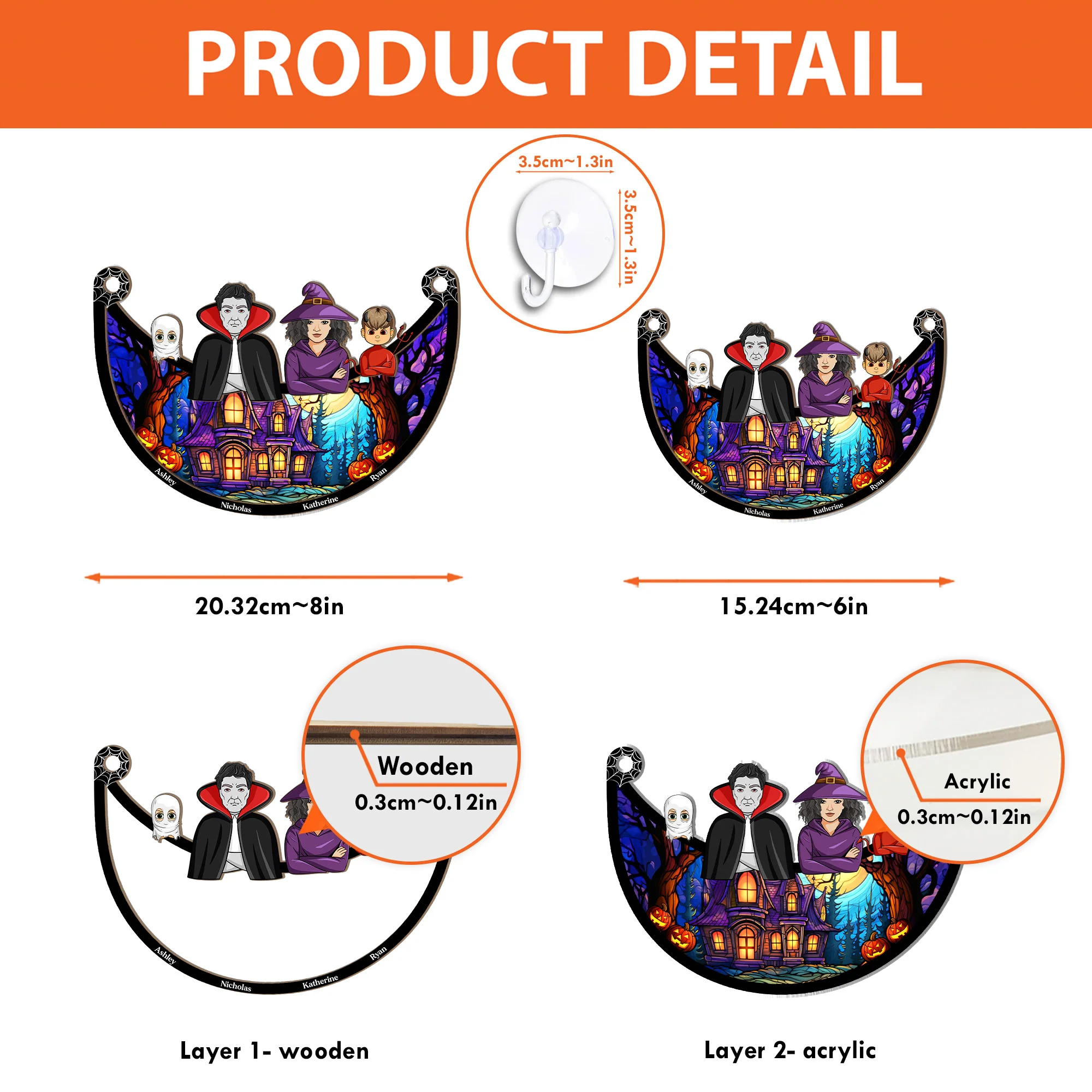 Family Decoration Halloween - Personalized Window Hanging Suncatcher Ornament - Image 5
