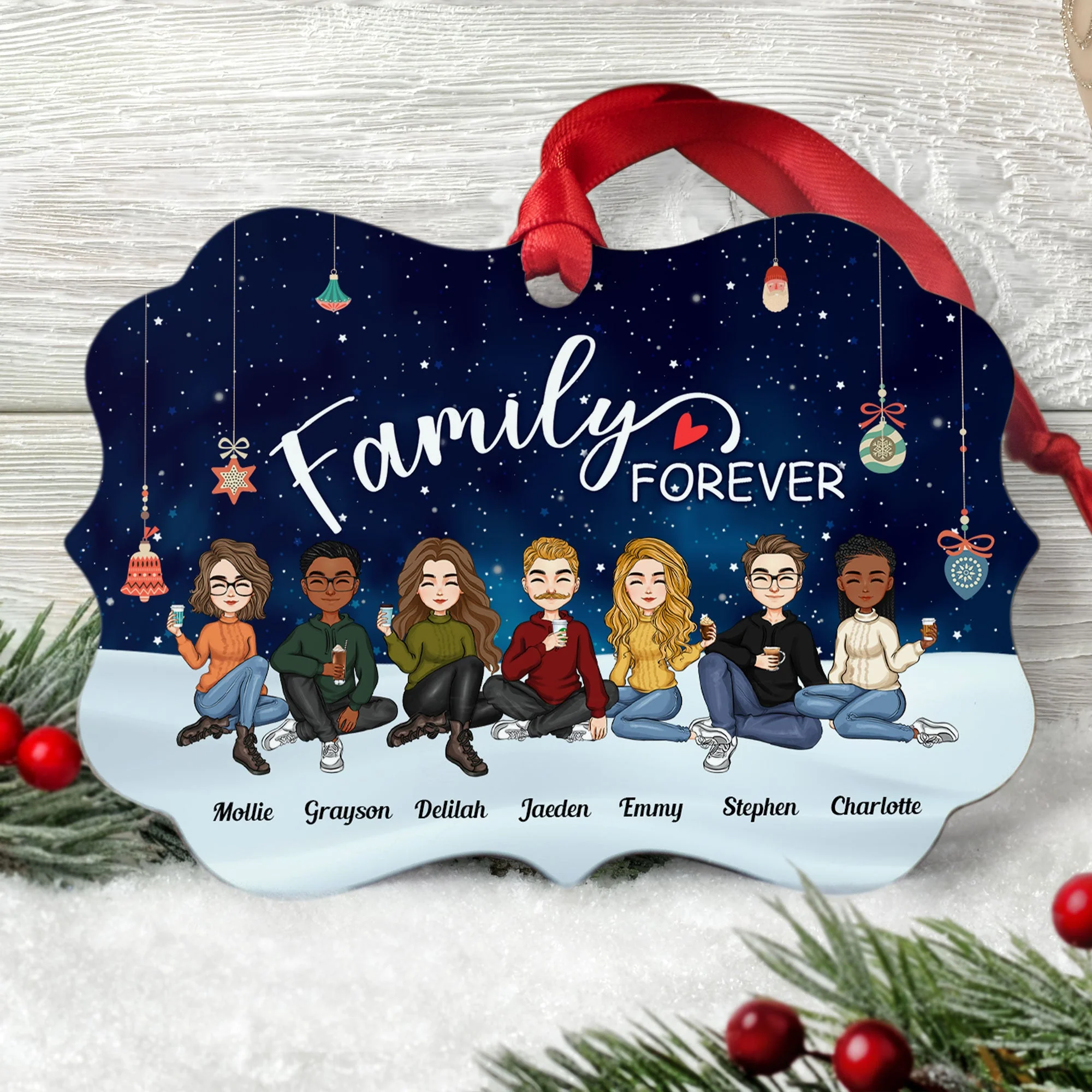 Family Forever - Christmas Eve - Personalized Family Ornament - Image 2