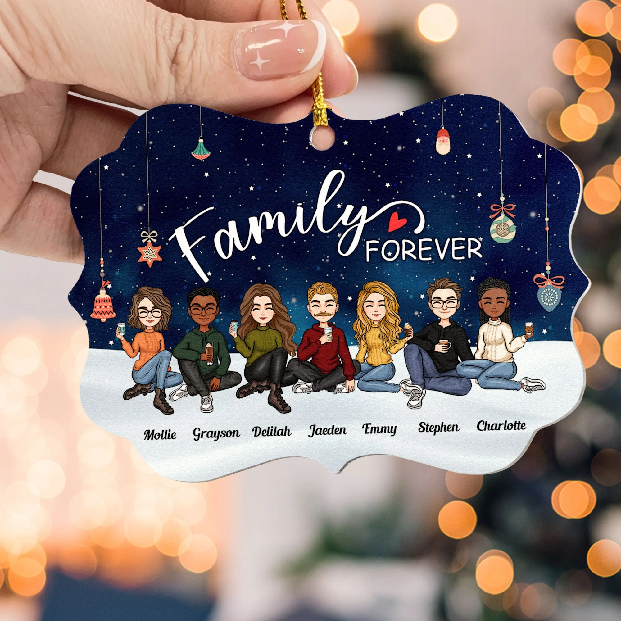 Family Forever - Christmas Eve - Personalized Family Ornament - Image 4