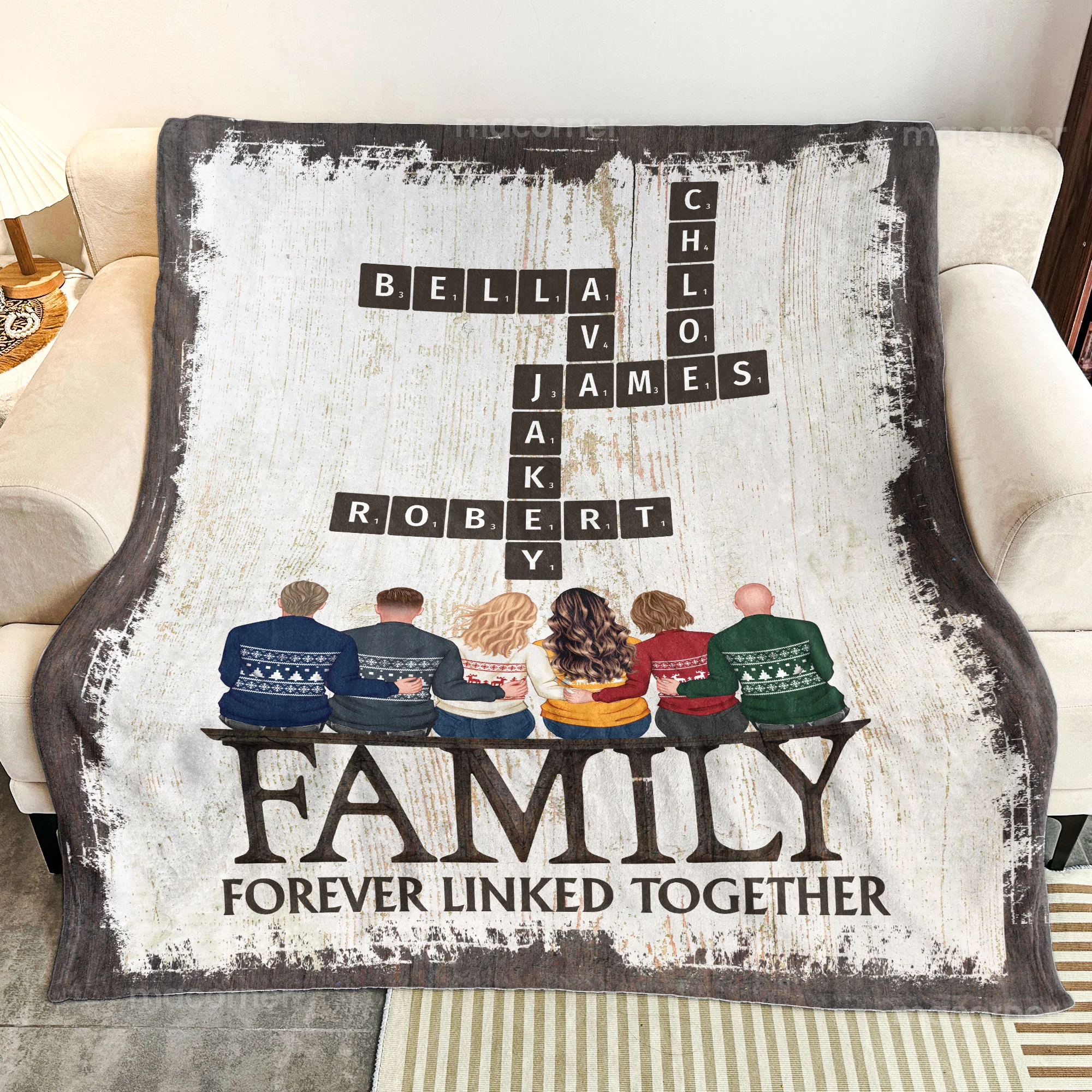 Family Forever Linked Together - Personalized Blanket - Image 3