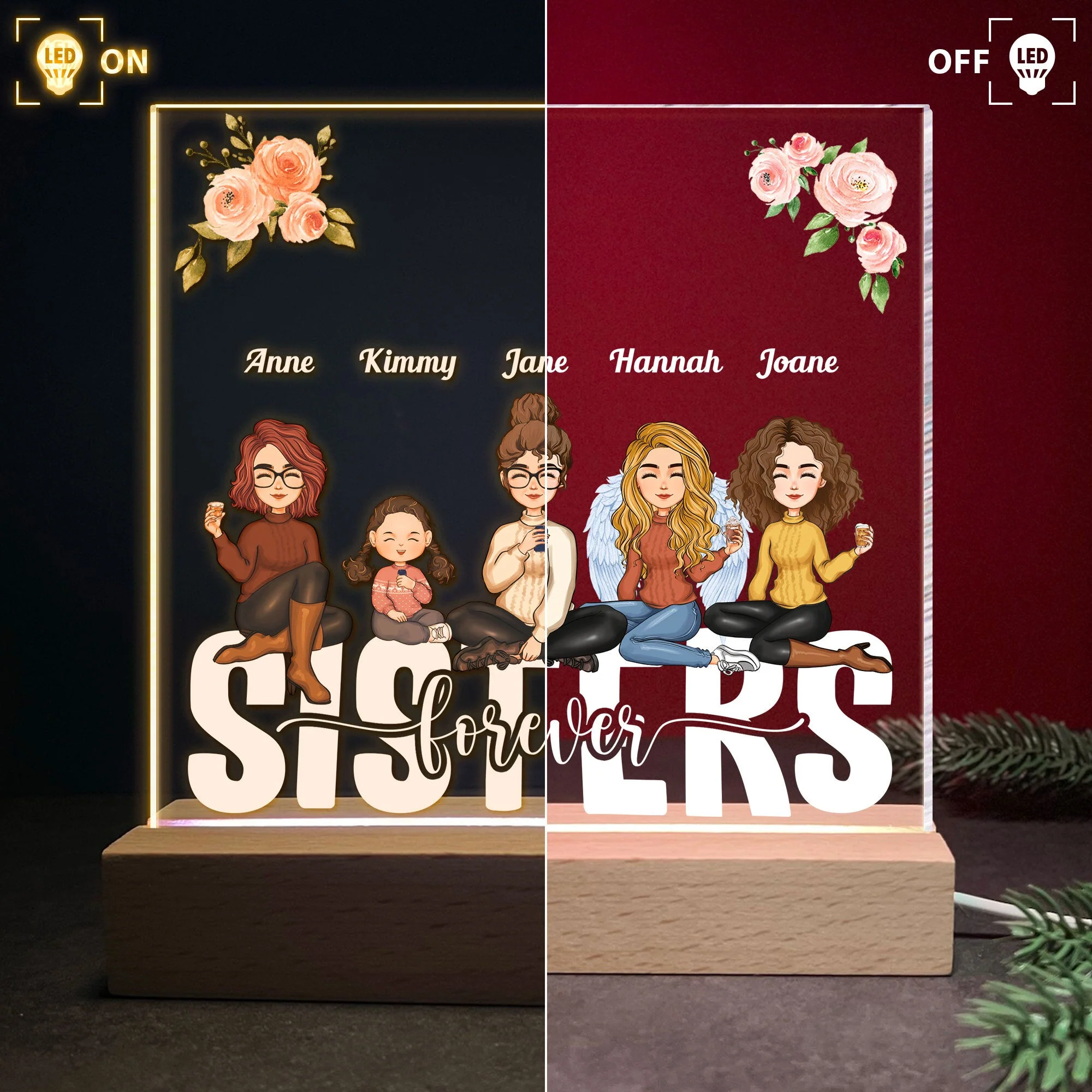 Sisters Forever - Personalized LED Light - Image 3