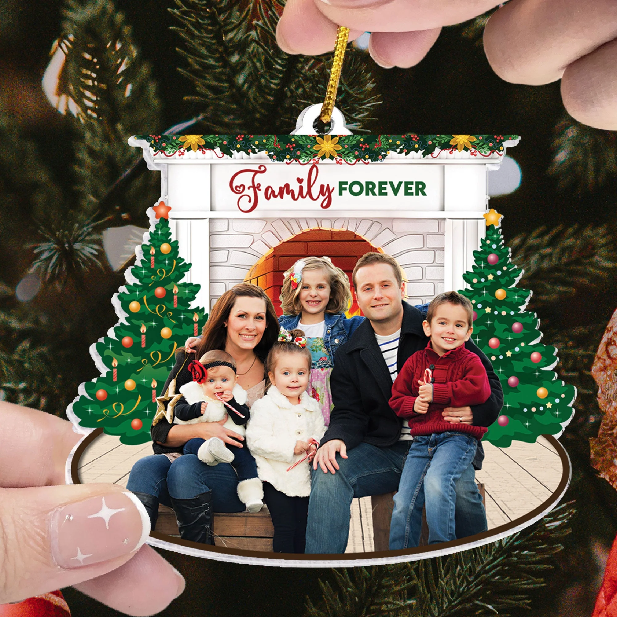 Family Forever - Personalized Acrylic Photo Ornament - Image 2