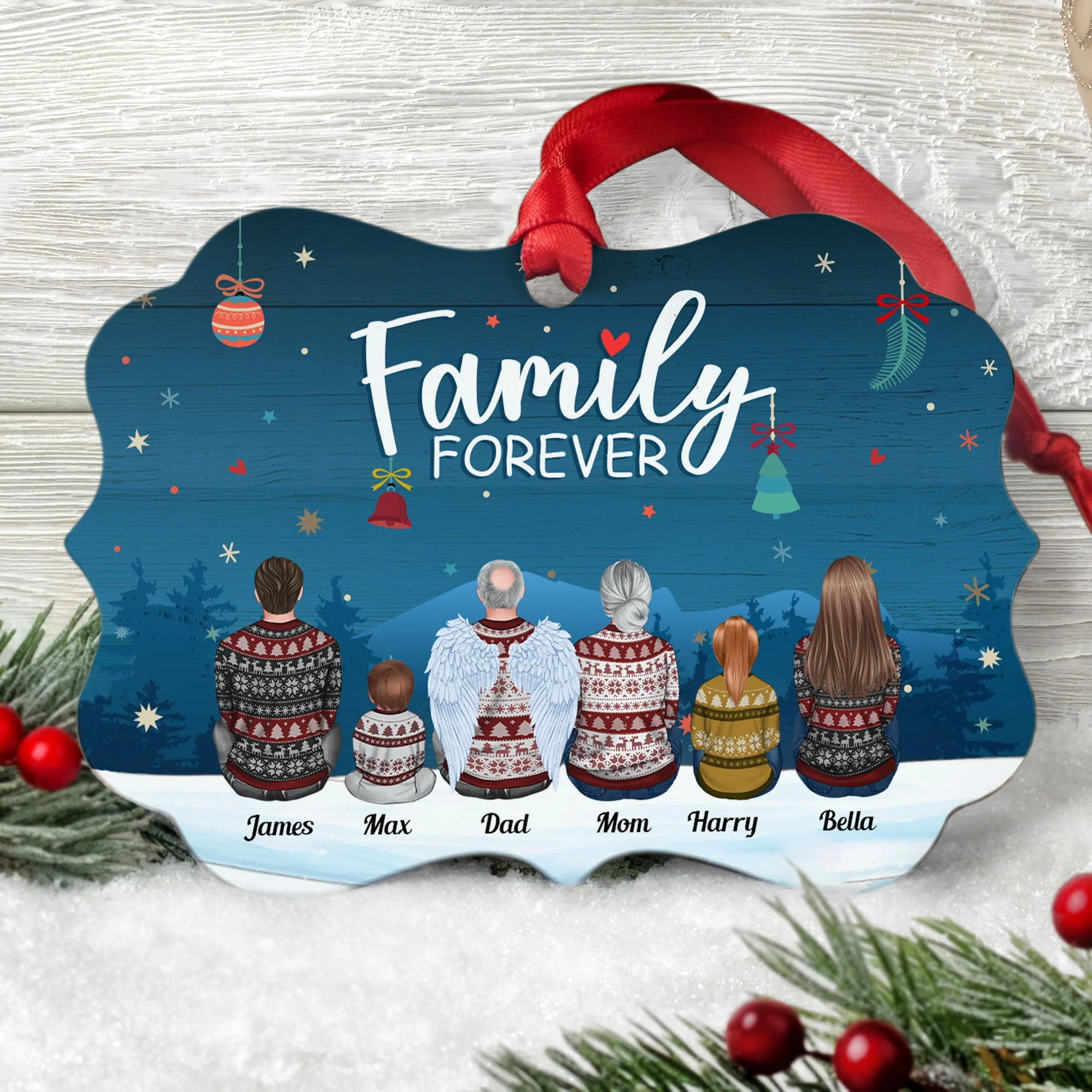 Family Forever - Personalized Aluminum Ornament - Image 2