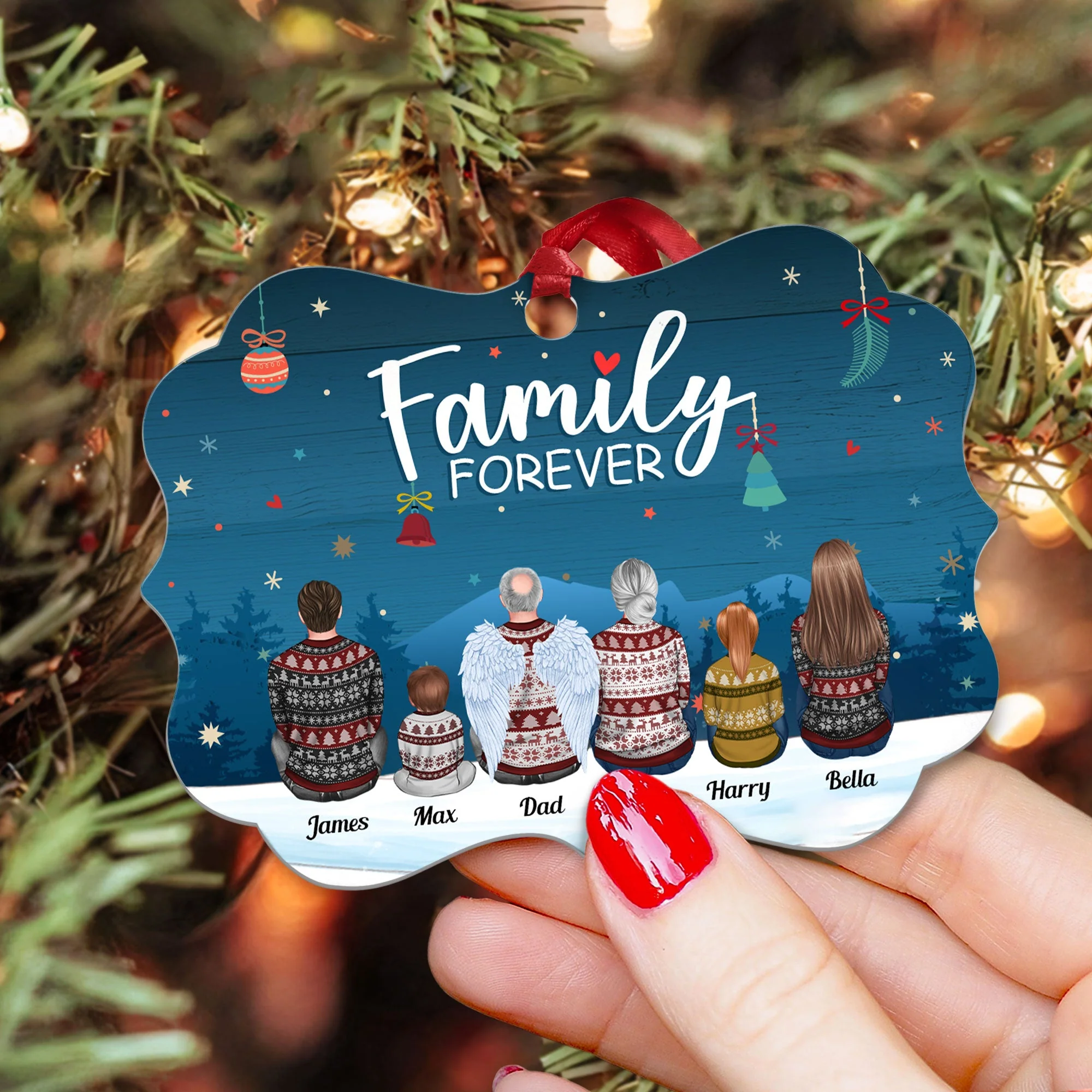 Family Forever - Personalized Aluminum Ornament - Image 3
