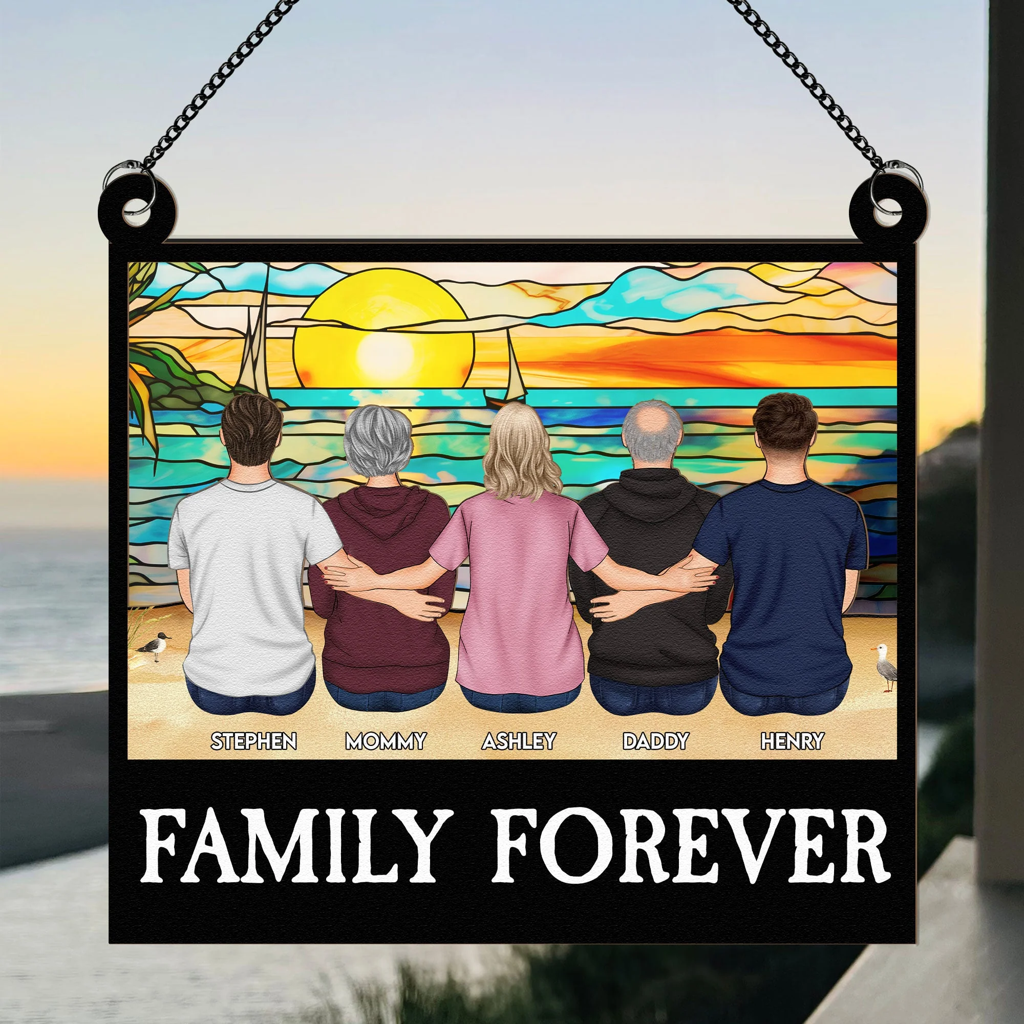 Family Forever - Personalized Window Hanging Suncatcher Ornament - Image 3
