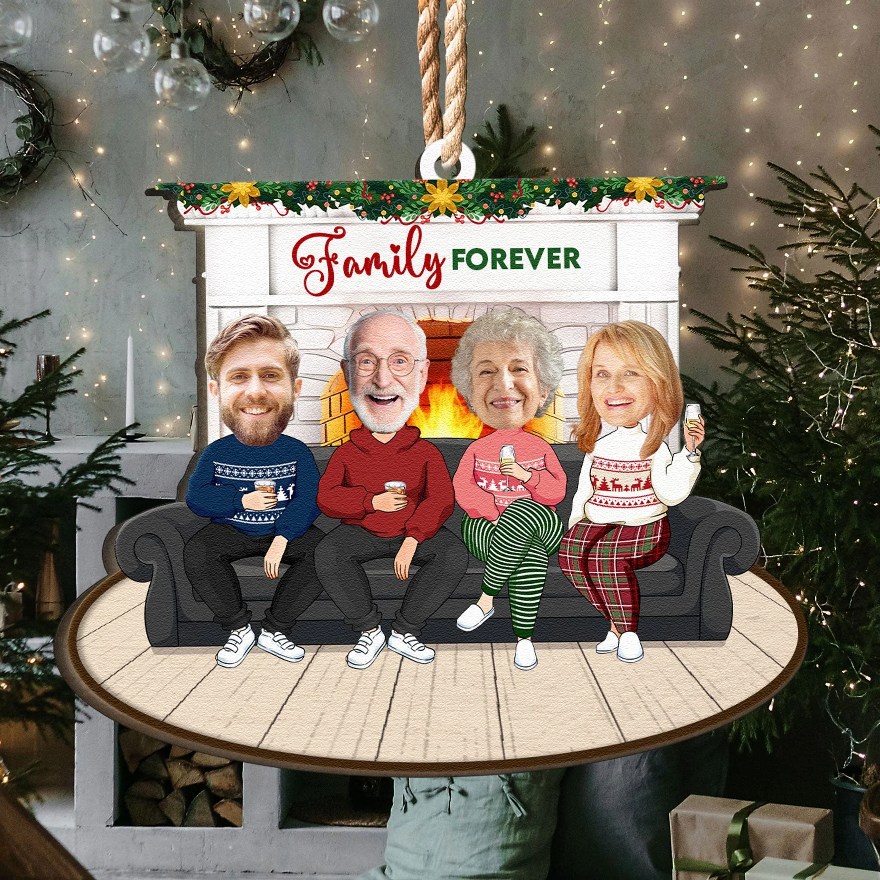 Family Forever - Personalized Wooden Photo Ornament - Image 4