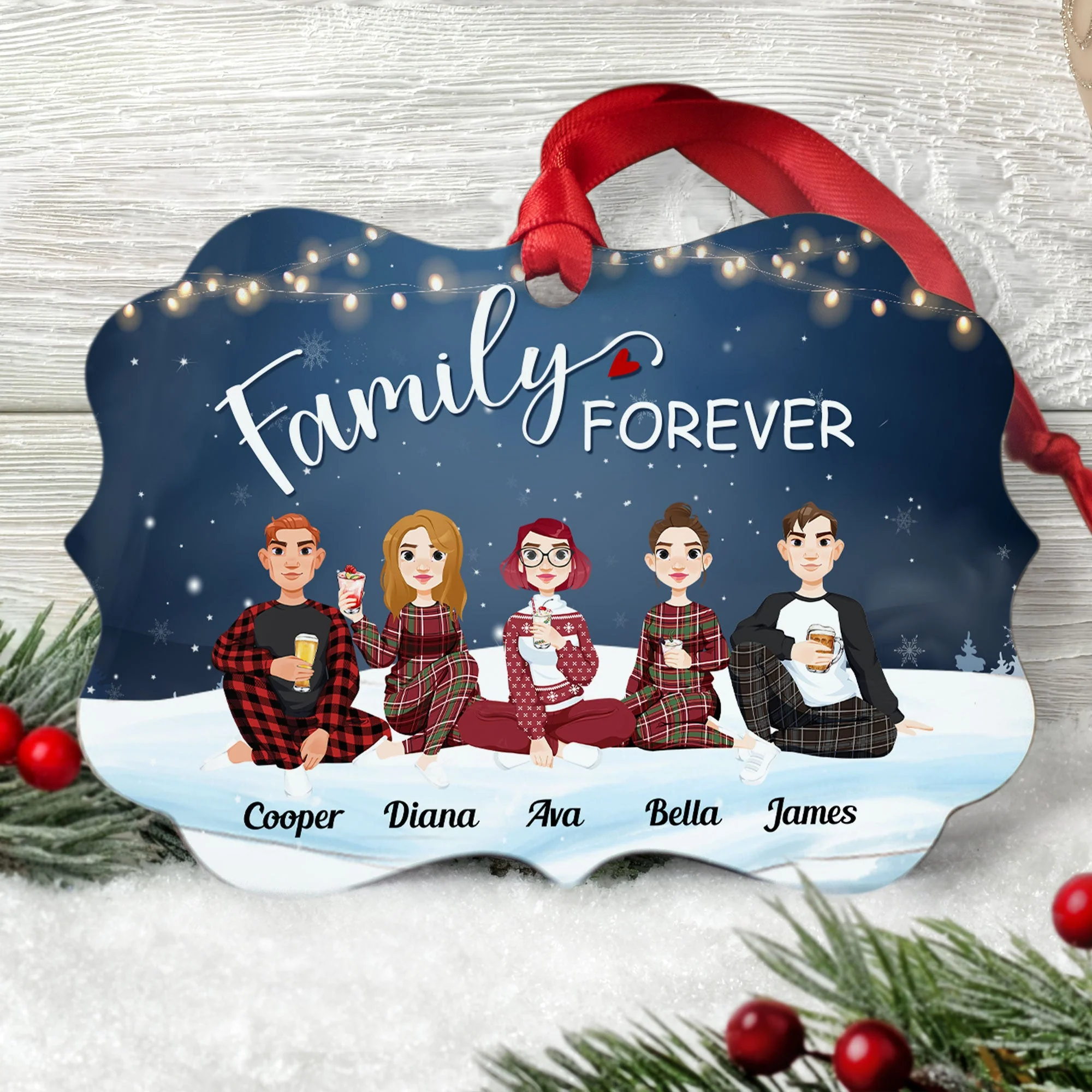Family Forever (New Version) - Personalized Aluminum Ornament - Image 3