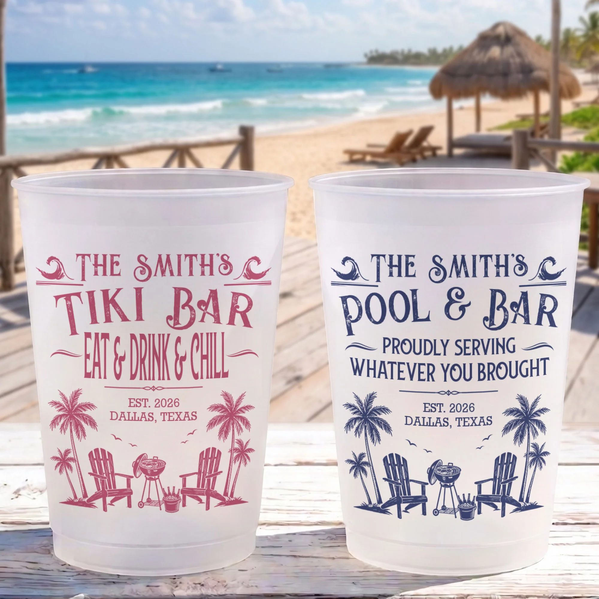 Family & Friends Pool & Bar Party Favors, Proudly Serving Whatever You Brought Summer Vacation - Personalized Cups - Image 3